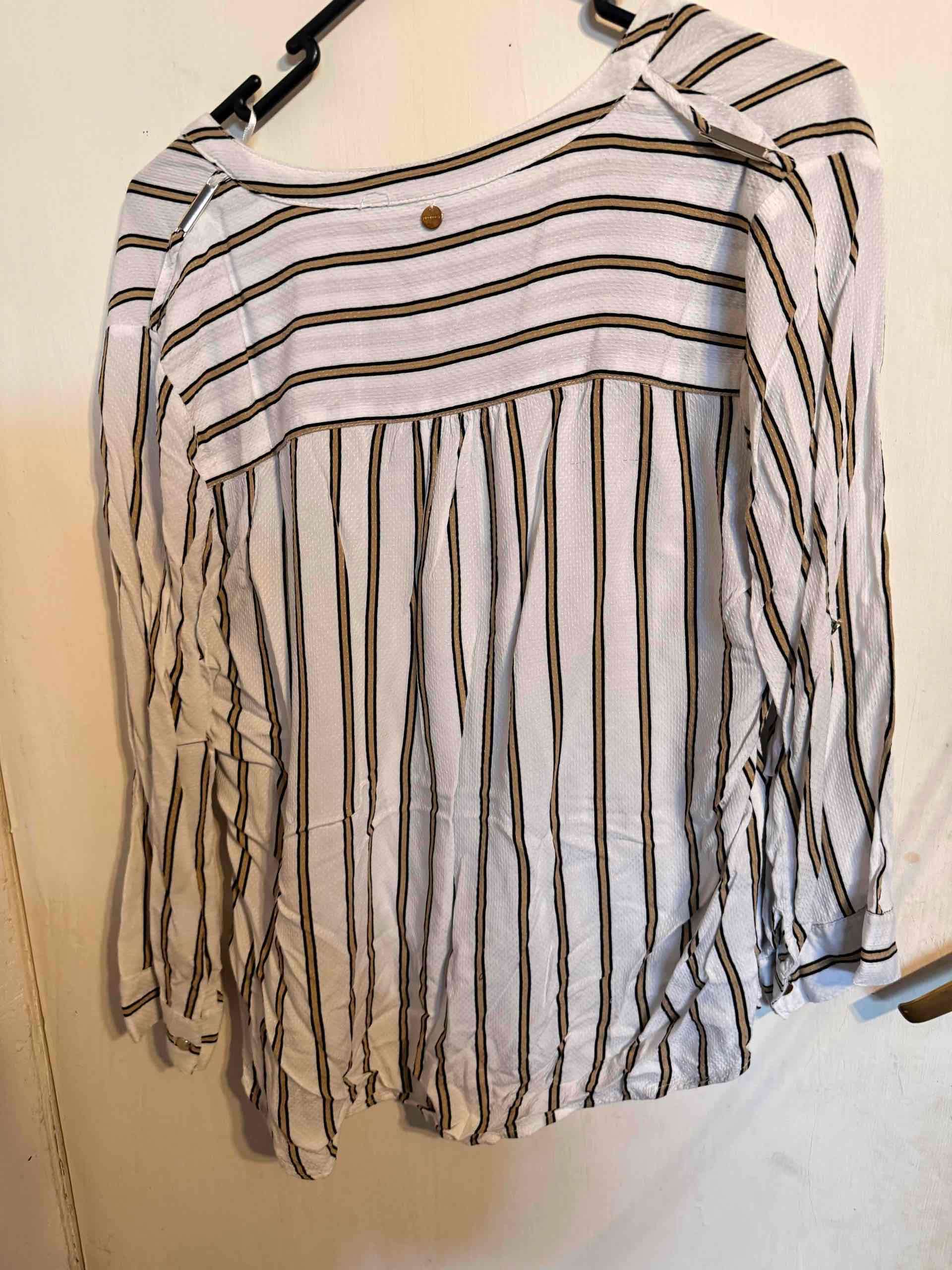 Blusa  blanca rayada dorado y negro - miniatura 3
