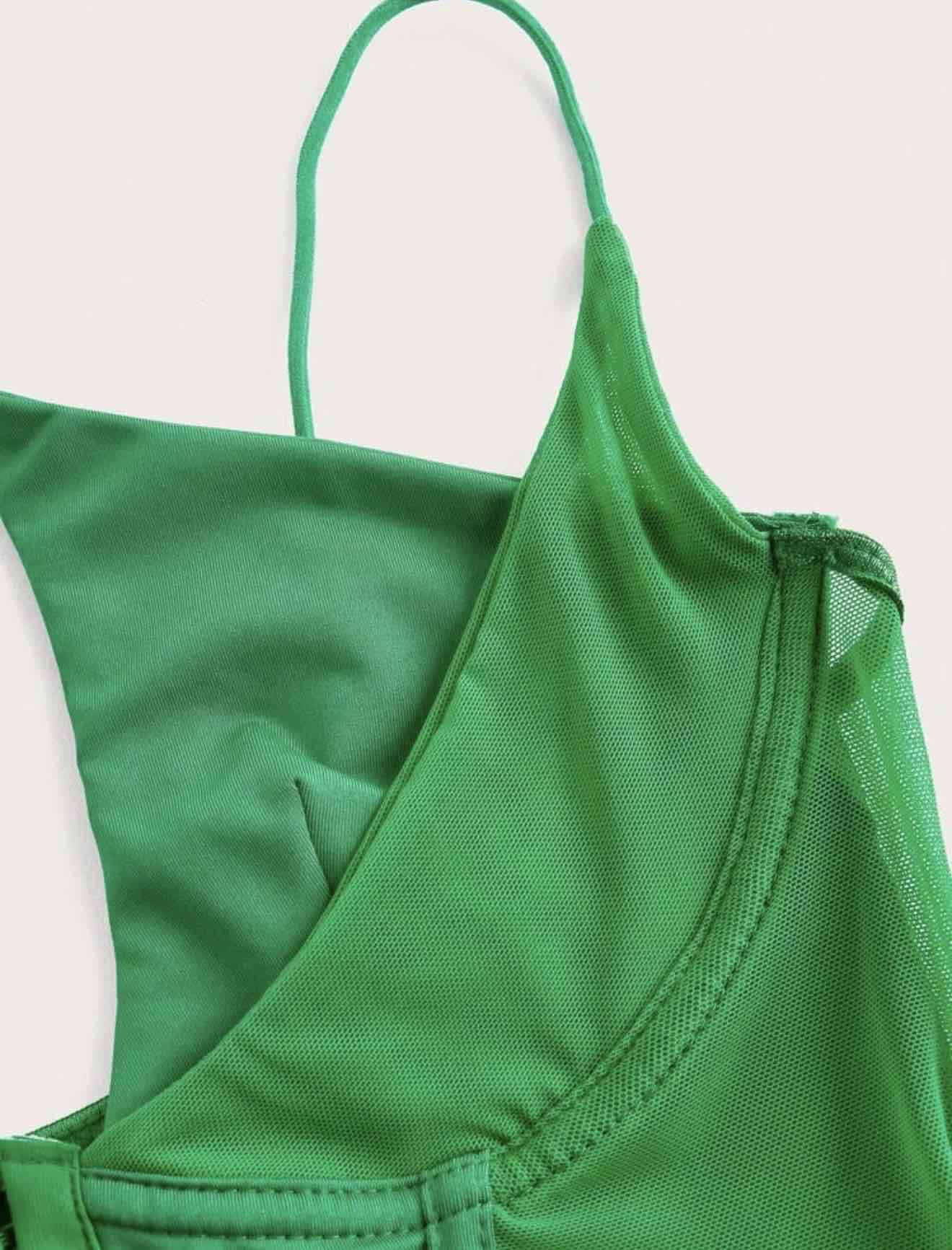 Top corset verde escote halter - miniatura 4