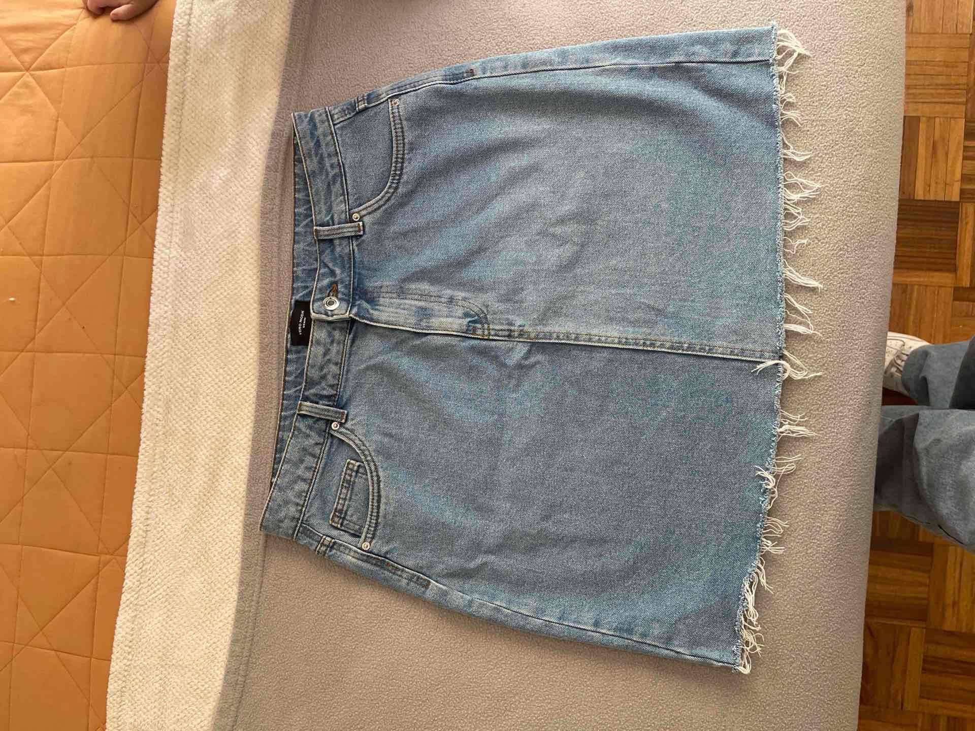 Falda de mezclilla denim con flecos - miniatura 1