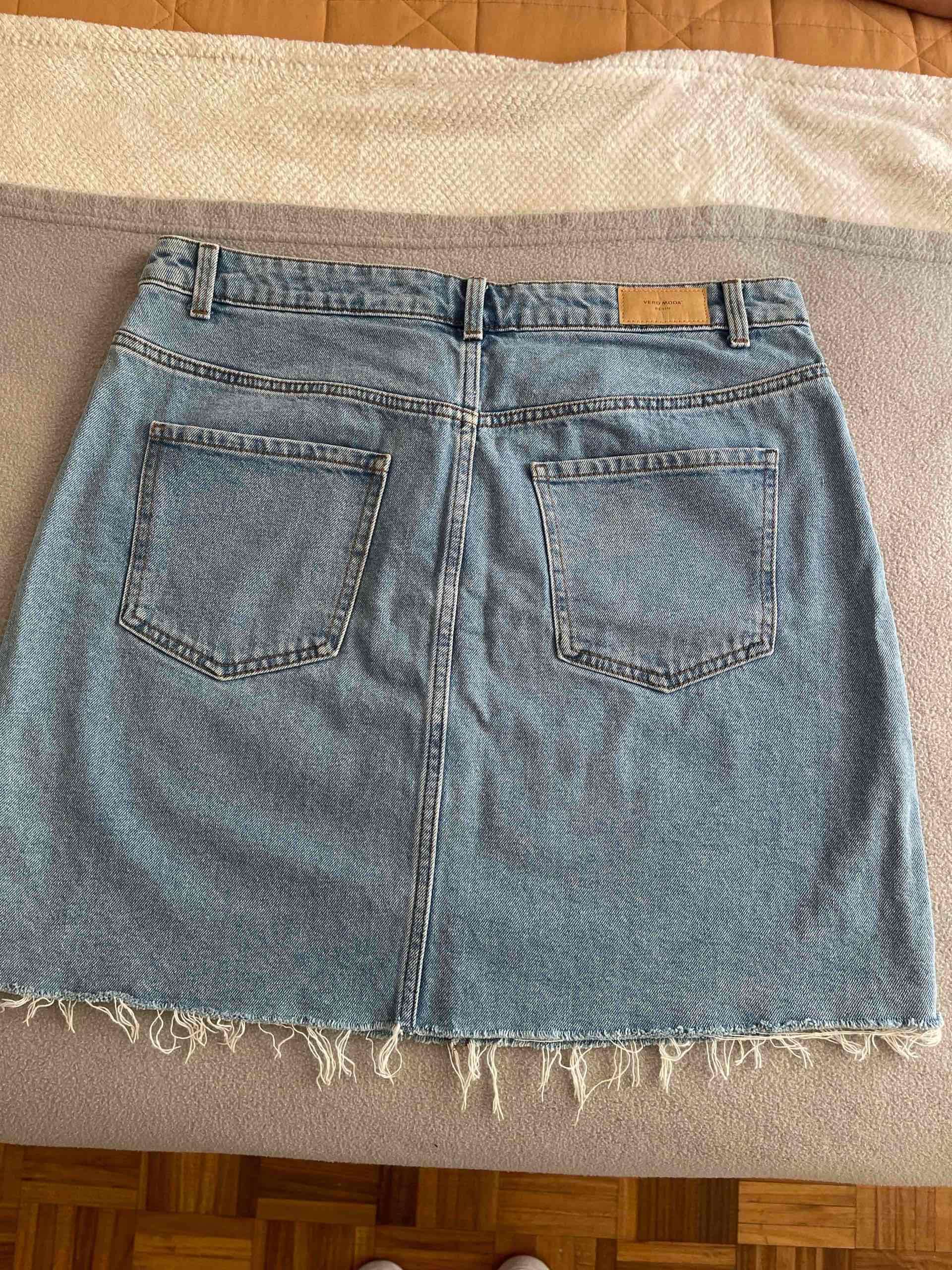 Falda de mezclilla denim con flecos - miniatura 2