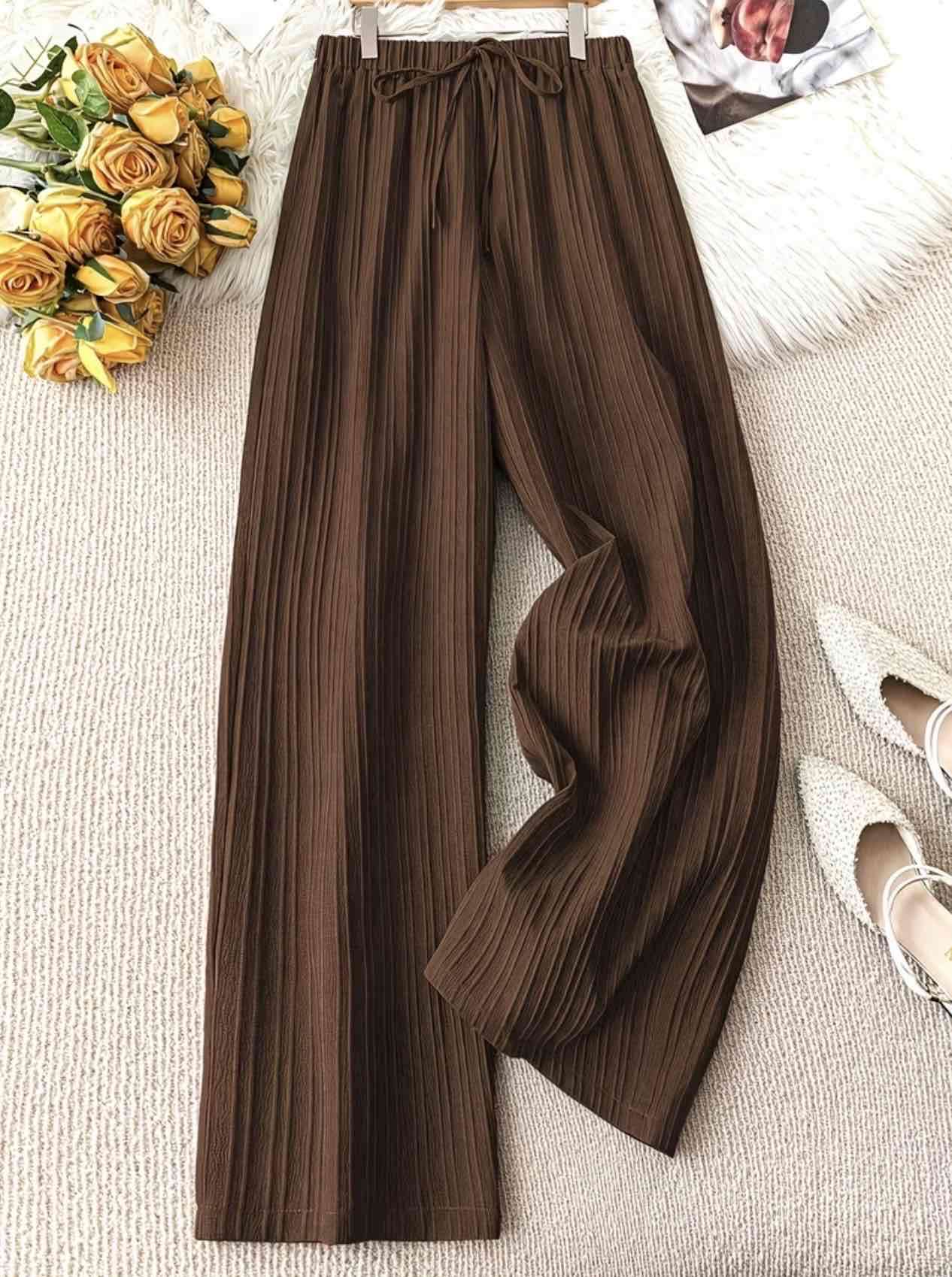 Pantalón palazzo marrón L - miniatura 3