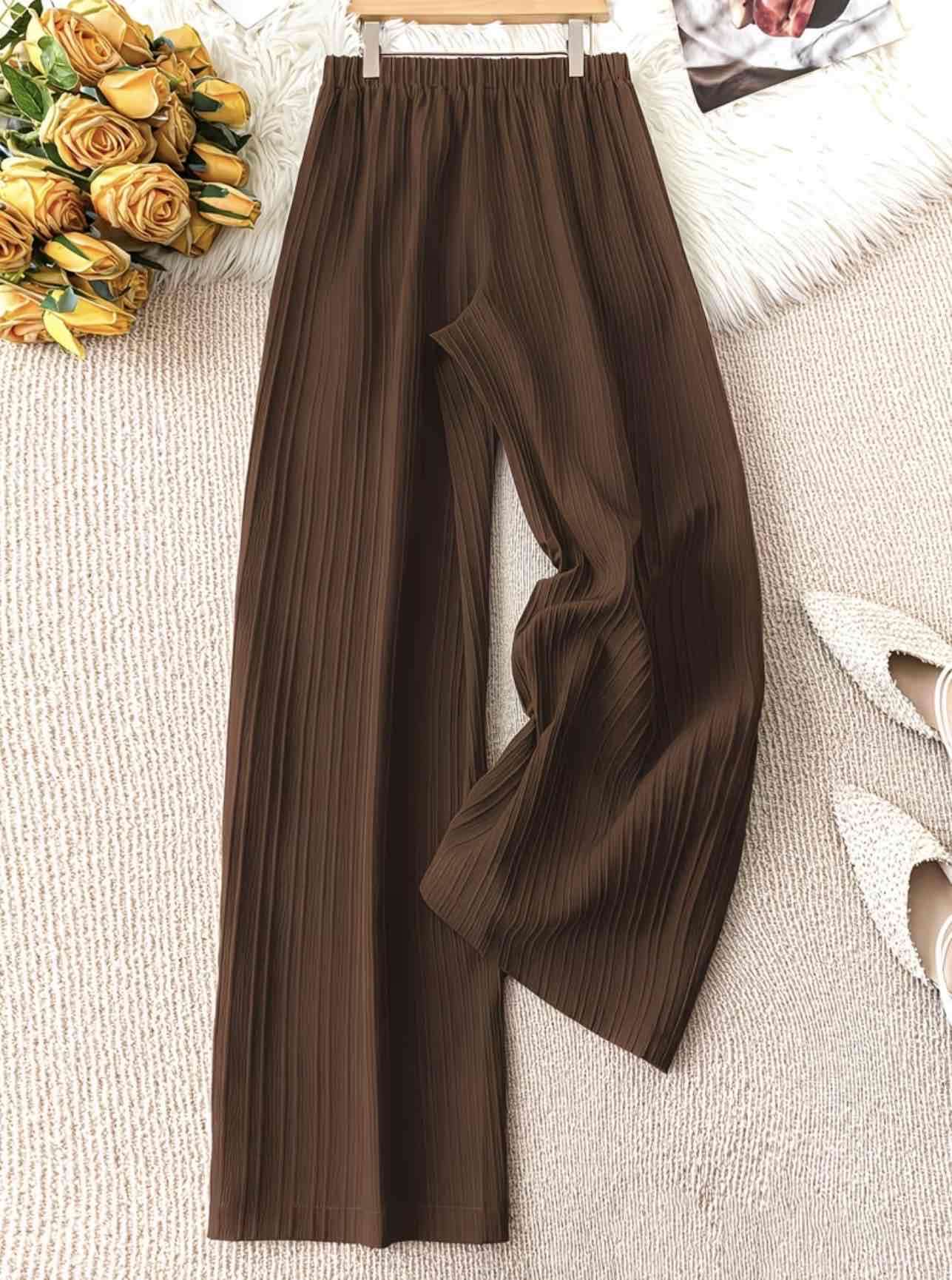 Pantalón palazzo marrón L - miniatura 4