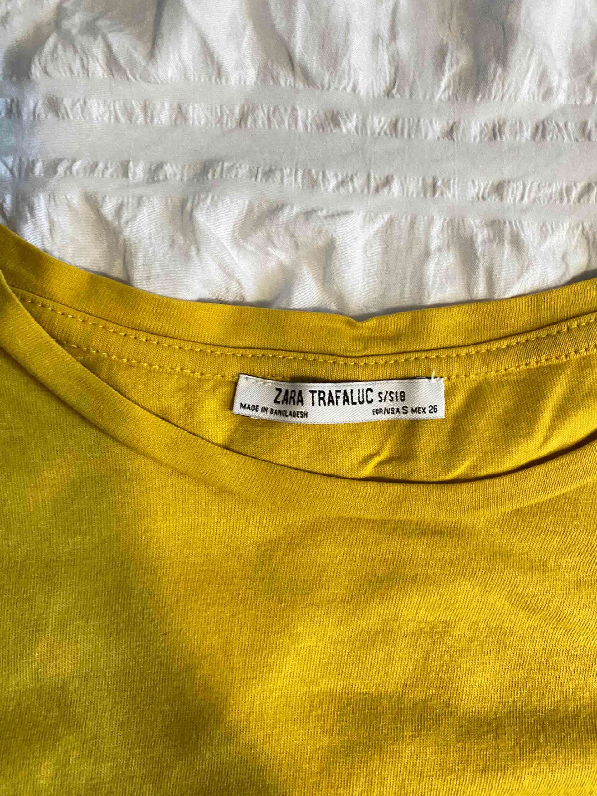 Polera color mostaza de algodón Zara talla S - miniatura 3