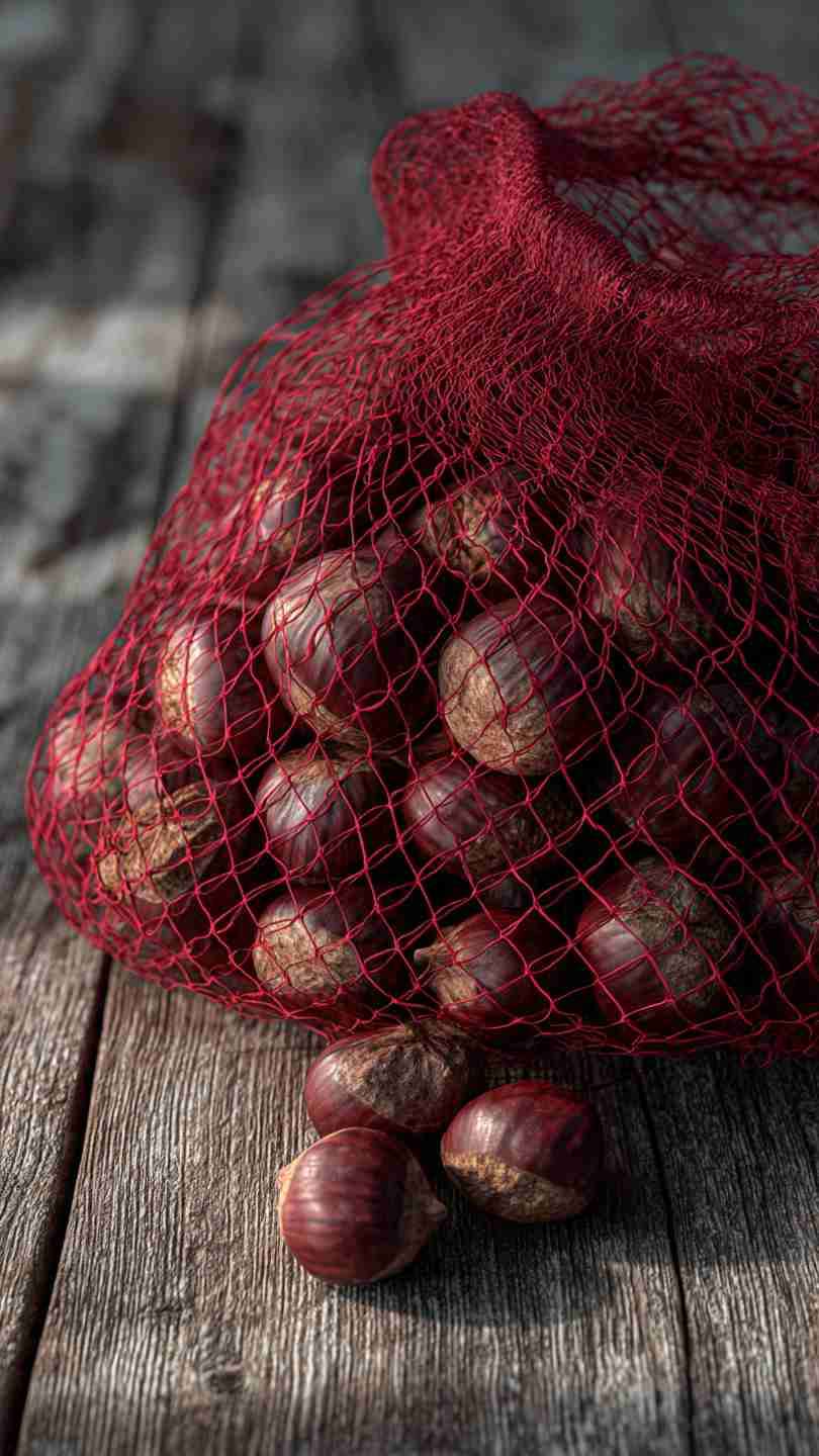 Bolsa de castañas frescas