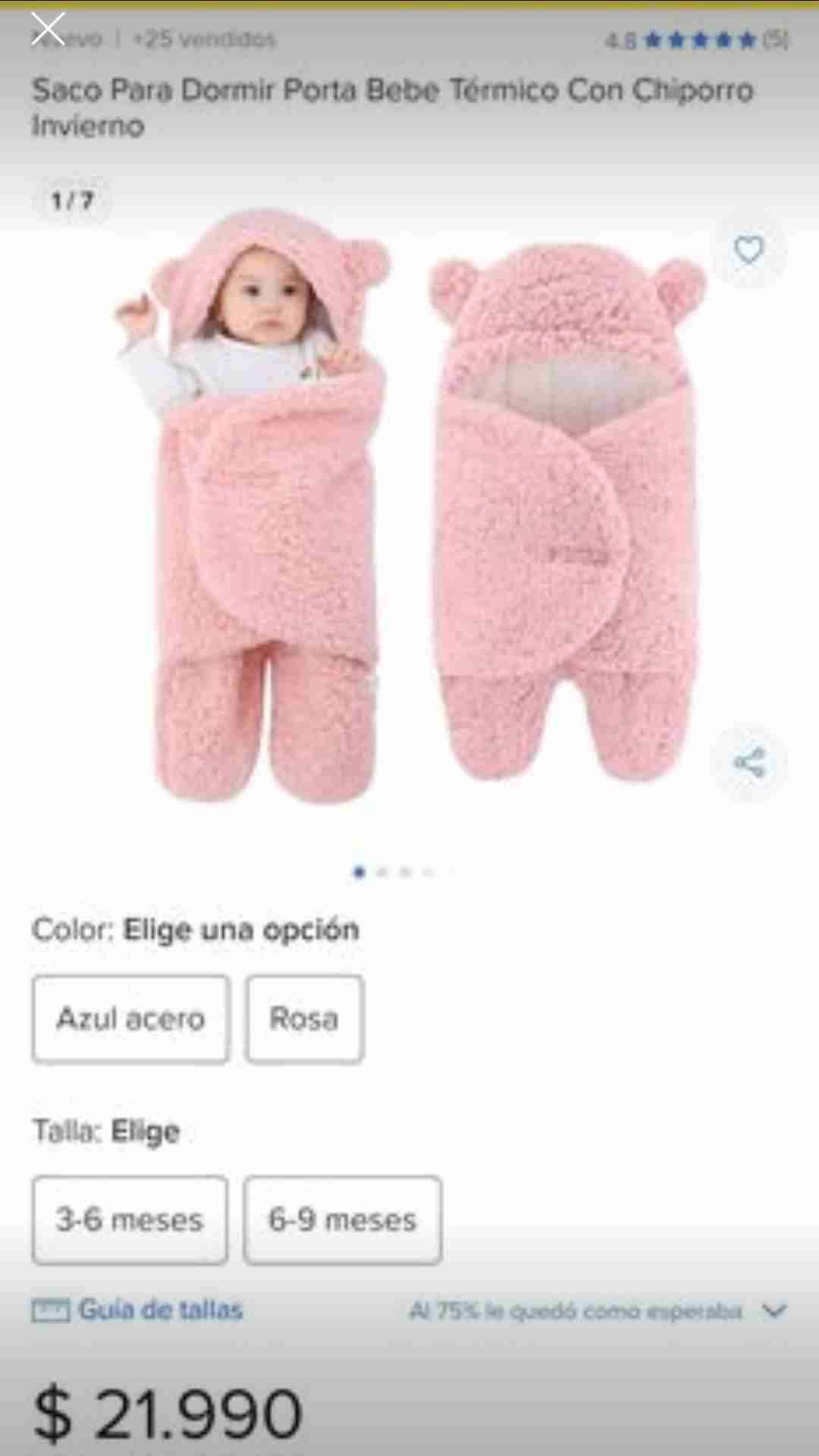 Saco de dormir para bebé rosado - miniatura 4