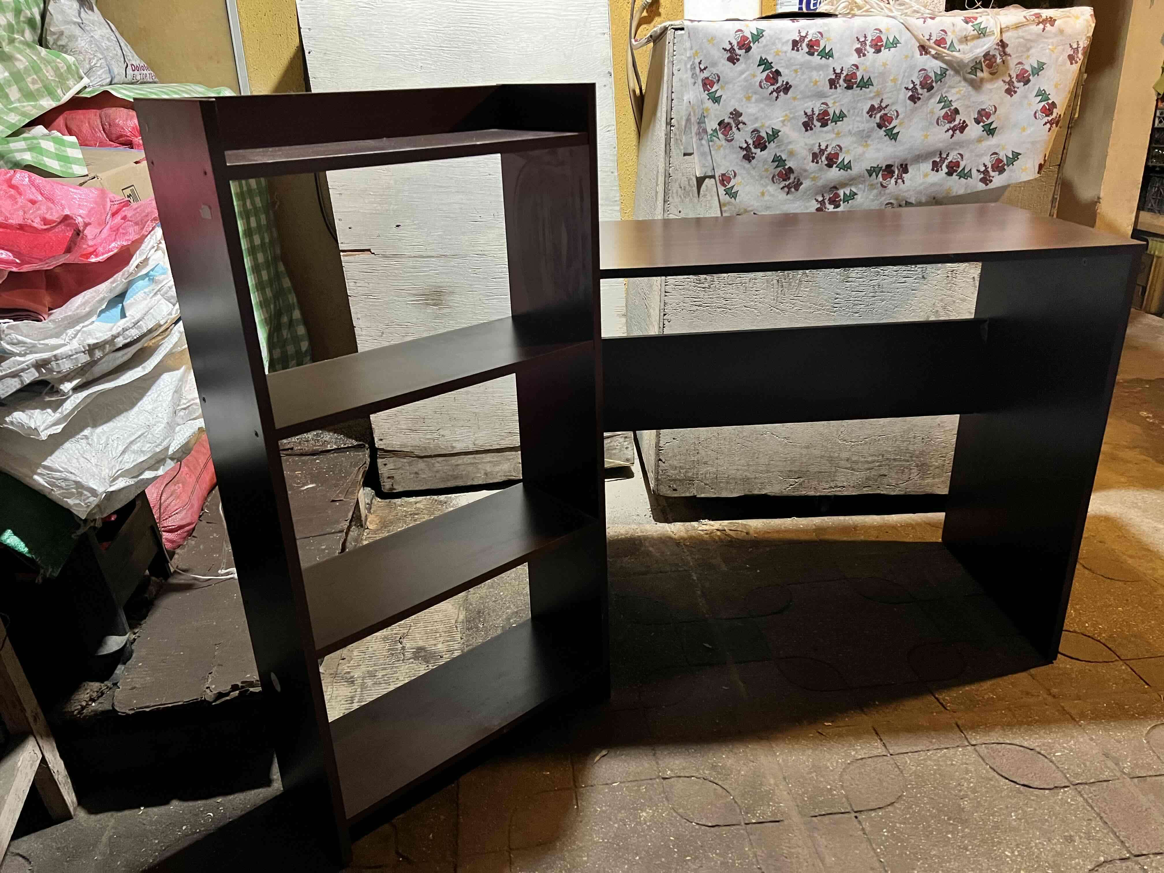 Escritorio con estantería marrón - miniatura 2