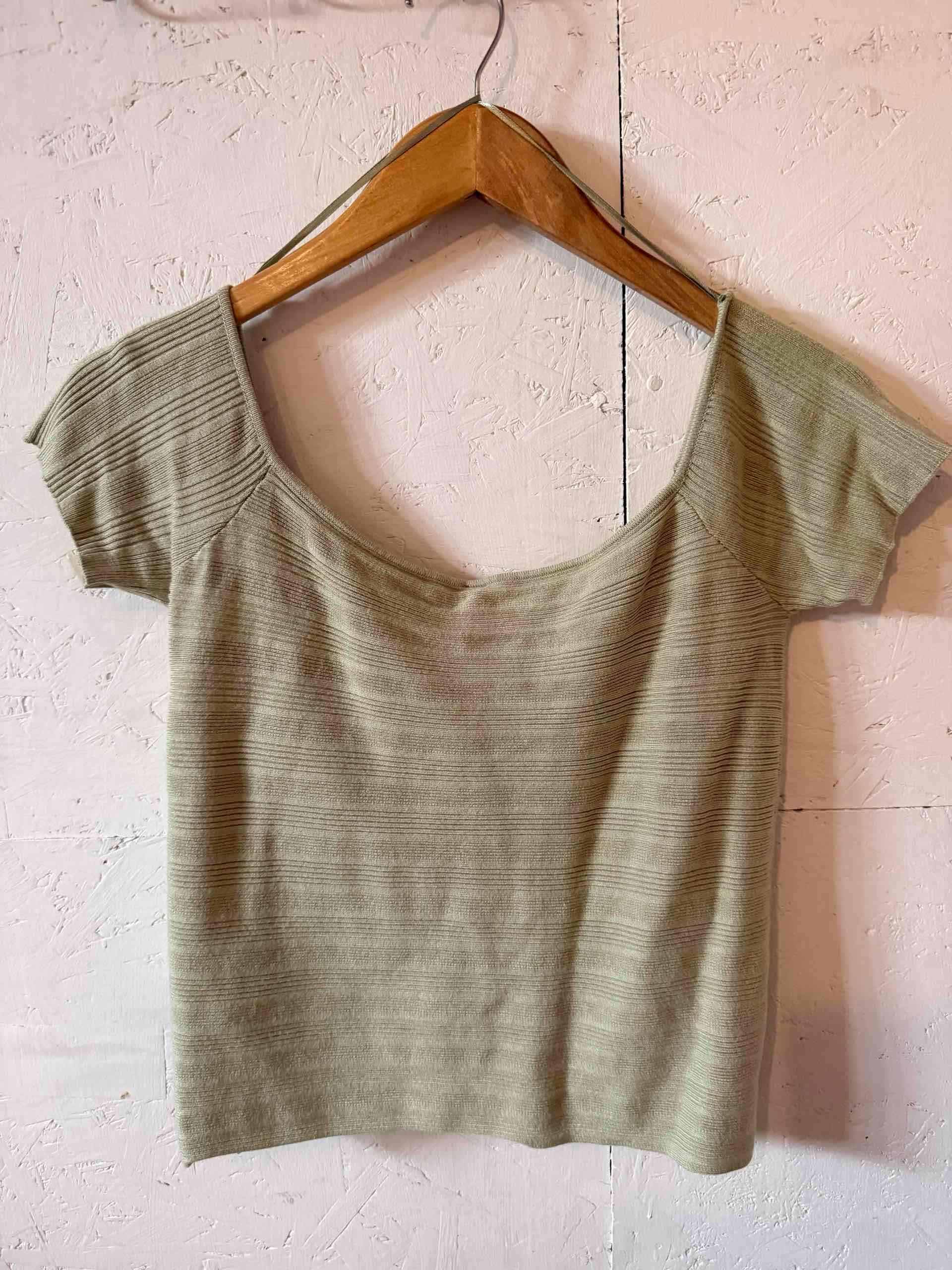 Top de hilo escote cruzado verde claro - miniatura 3