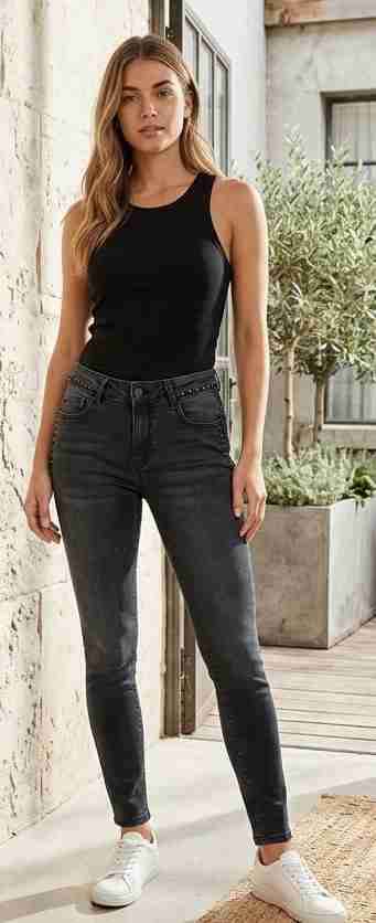 Jeans pitillo negros mujer - miniatura 1