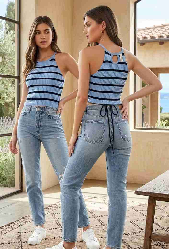 Polera de rayas azul y negro - miniatura 2