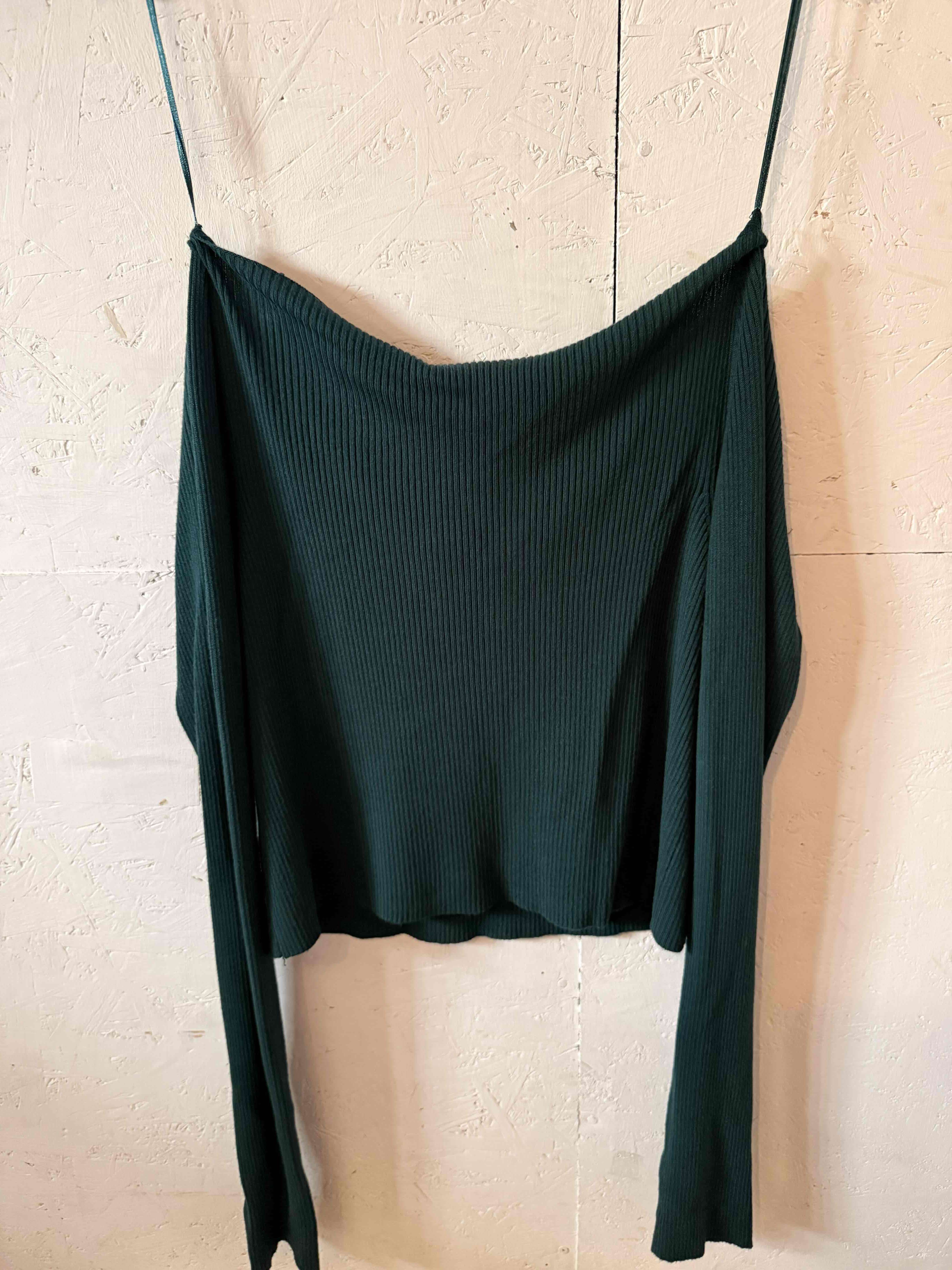 Sweater verde sin hombros - miniatura 4