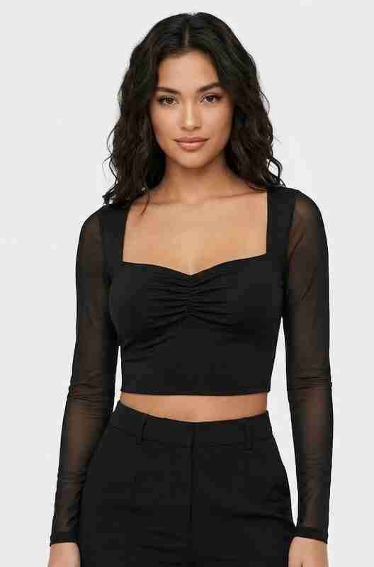 Top negro manga larga - miniatura 2