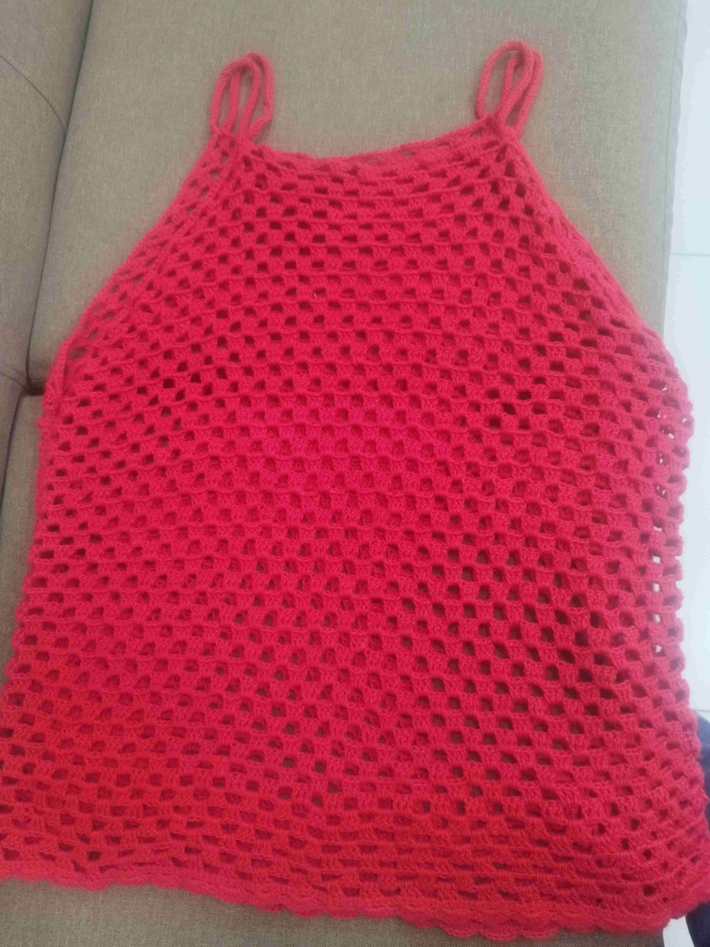 Camiseta tejida a crochet roja - miniatura 3