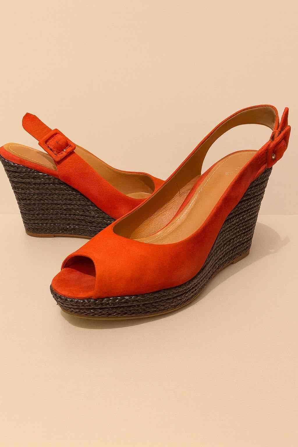 Sandalias cuña naranjas