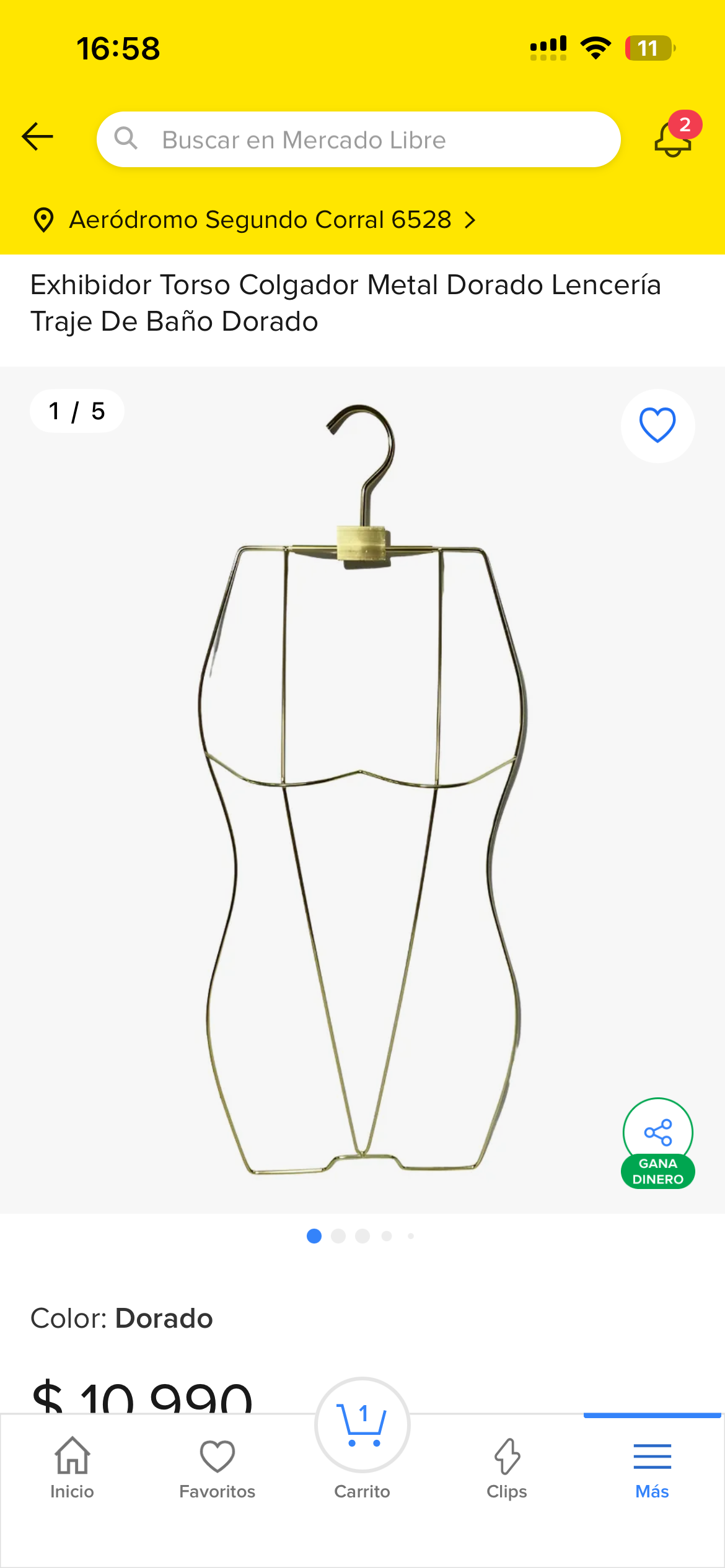 Exhibidor de torso metálico dorado - miniatura 1