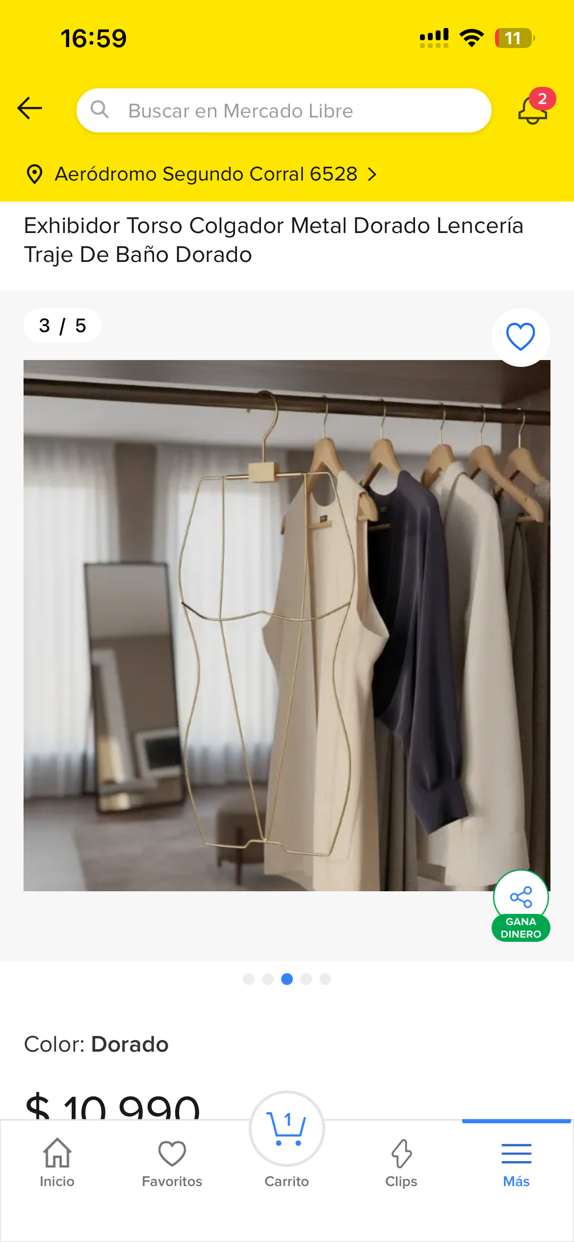 Exhibidor de torso metálico dorado - miniatura 2