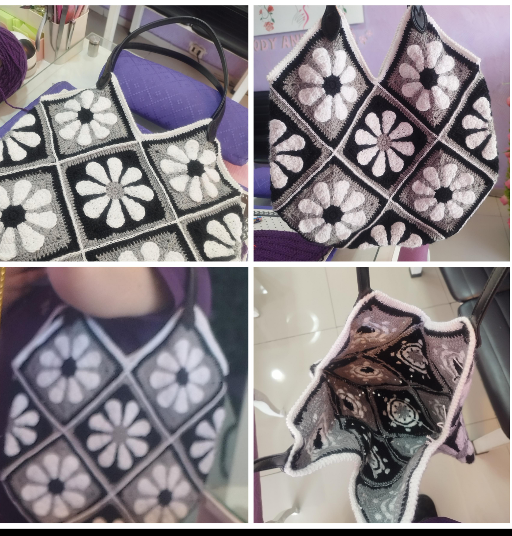 Bolso tejido con flores - miniatura 6