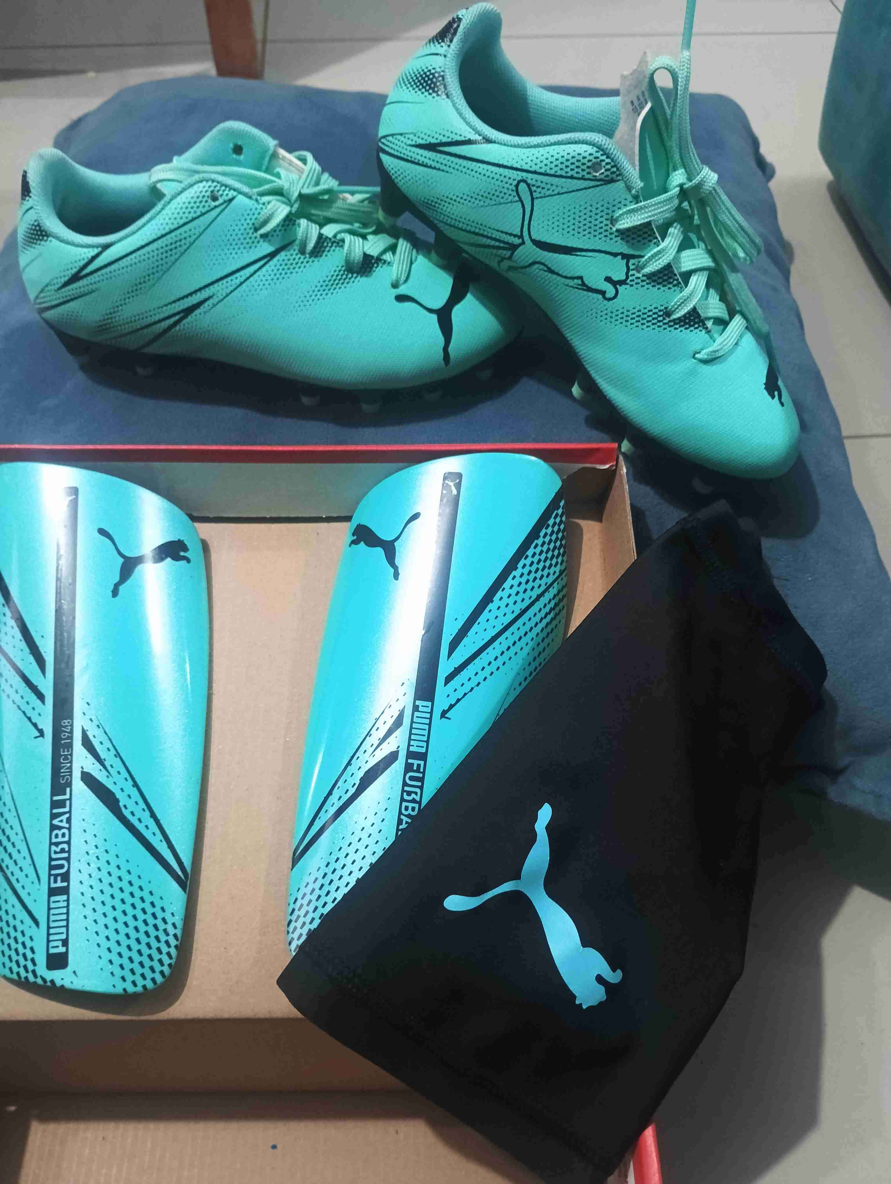 Zapatillas de fútbol Puma turquesas - miniatura 1