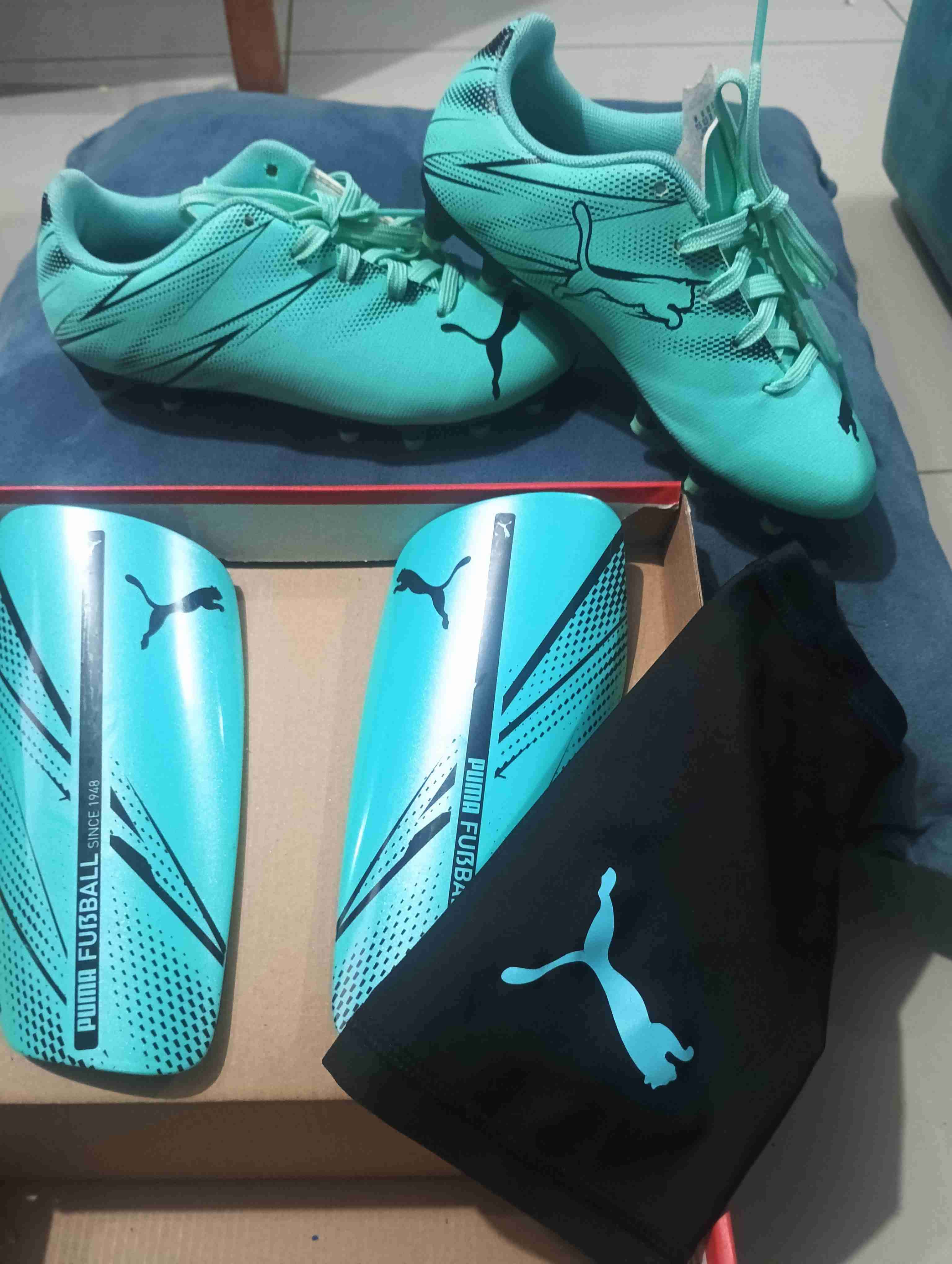 Zapatillas de fútbol Puma turquesas - miniatura 2