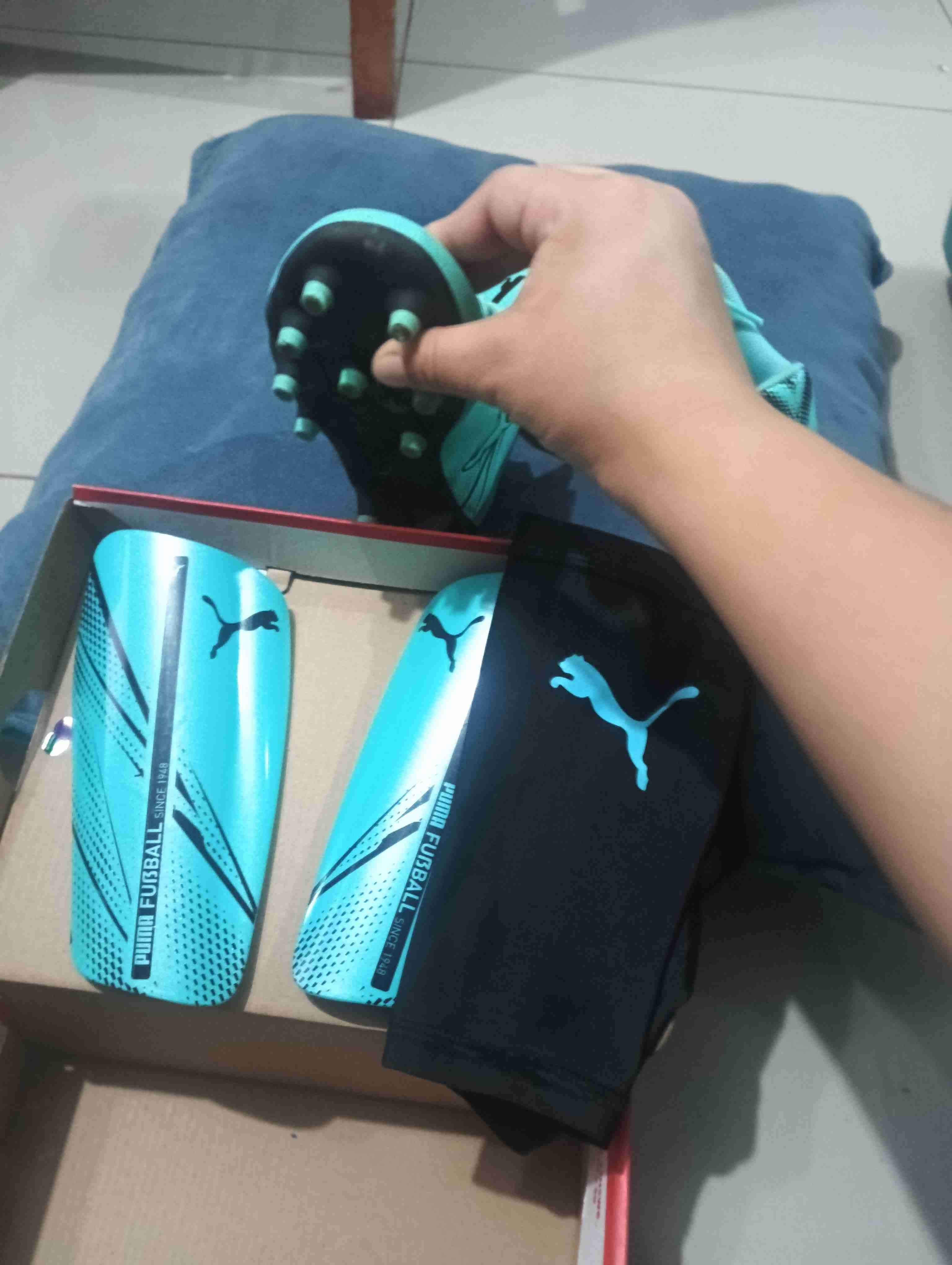 Zapatillas de fútbol Puma turquesas - miniatura 4