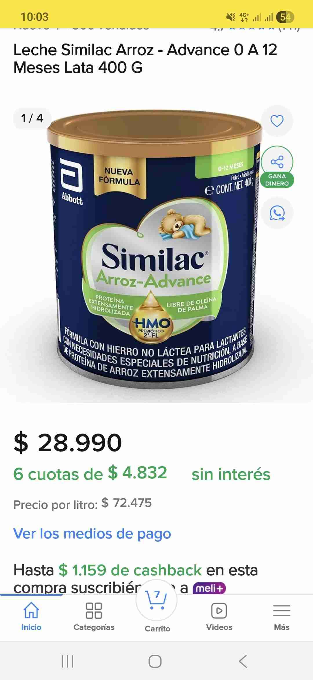 Leche Similac Arroz Advance 400g