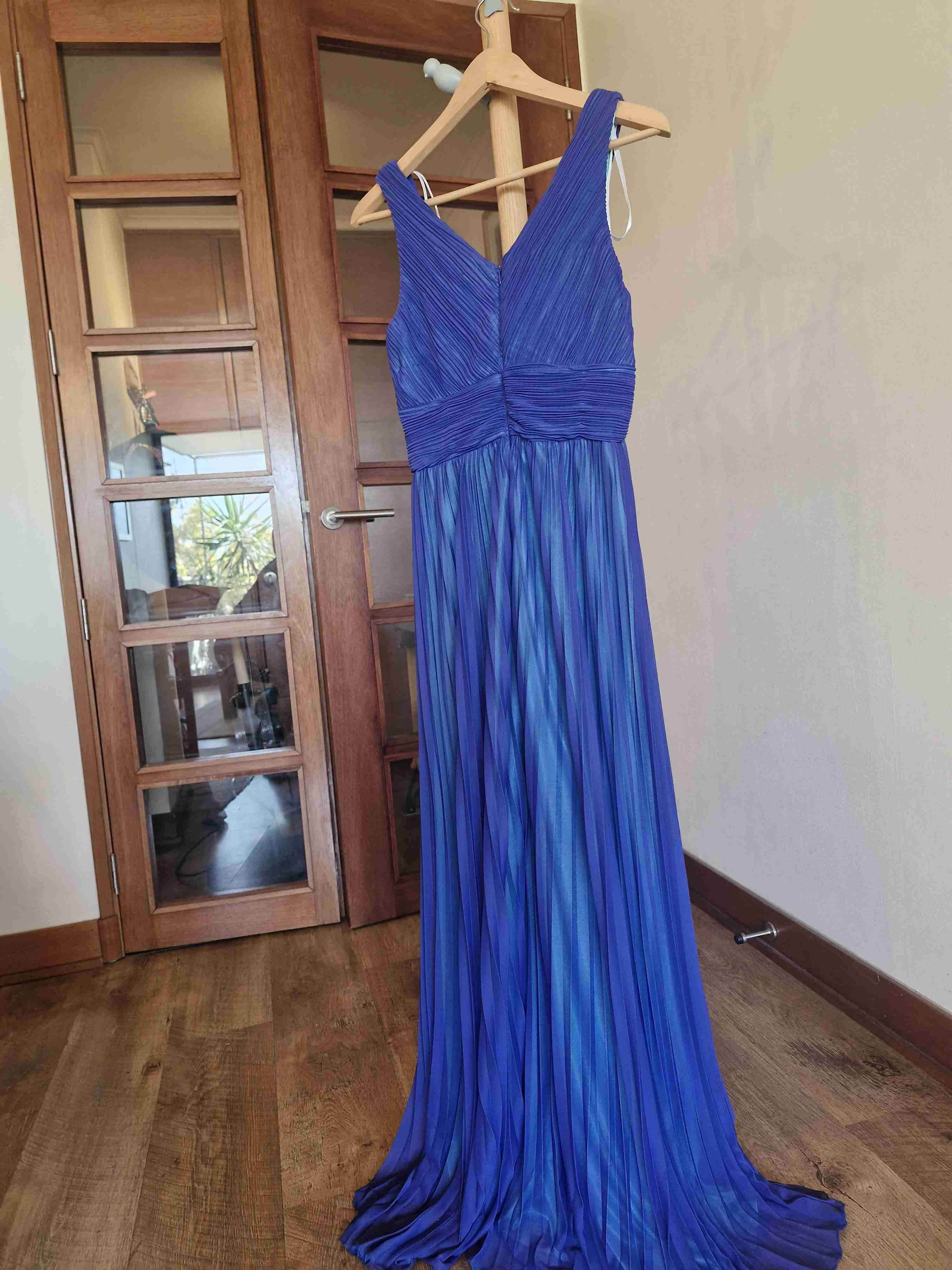 Vestido largo azul elegante - miniatura 4