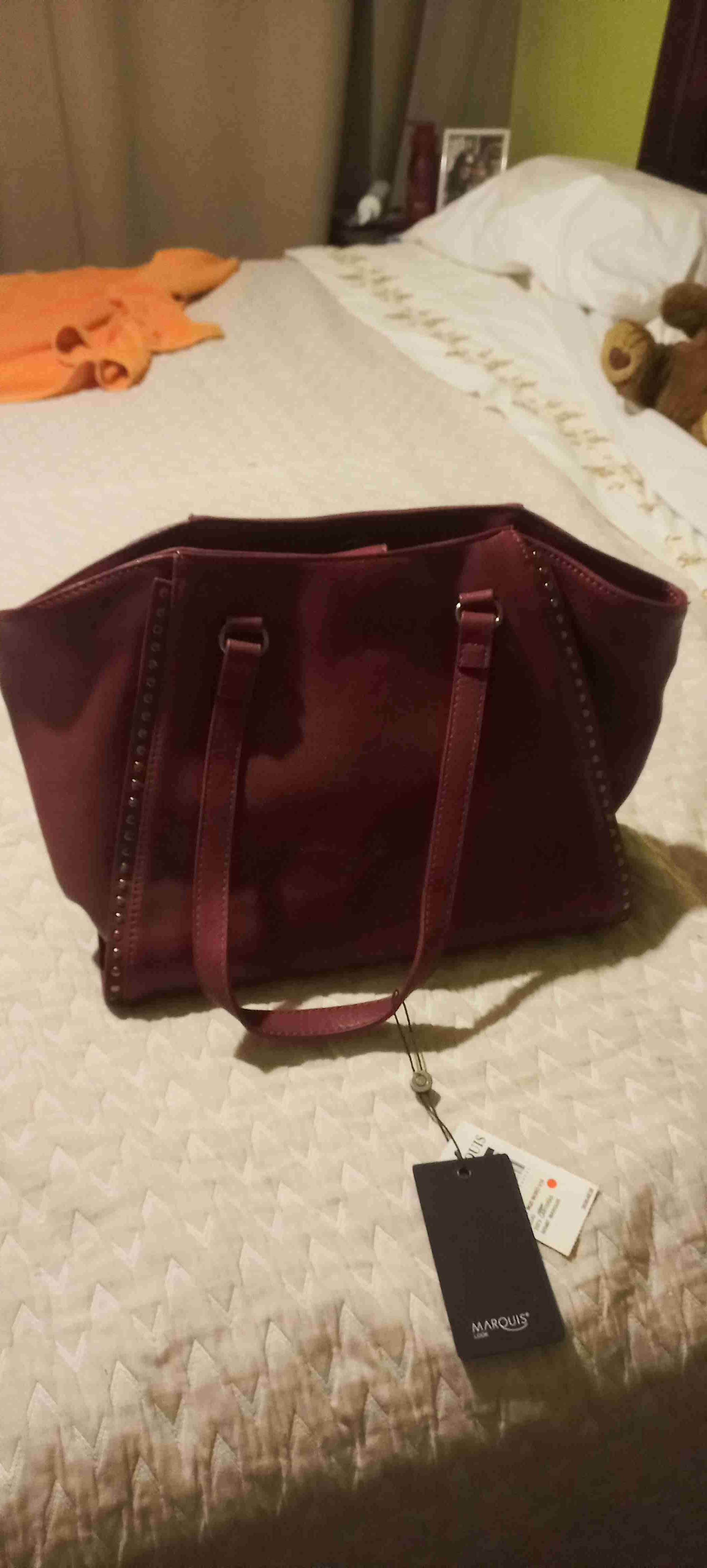 Bolso tote rojo con tachas - miniatura 2