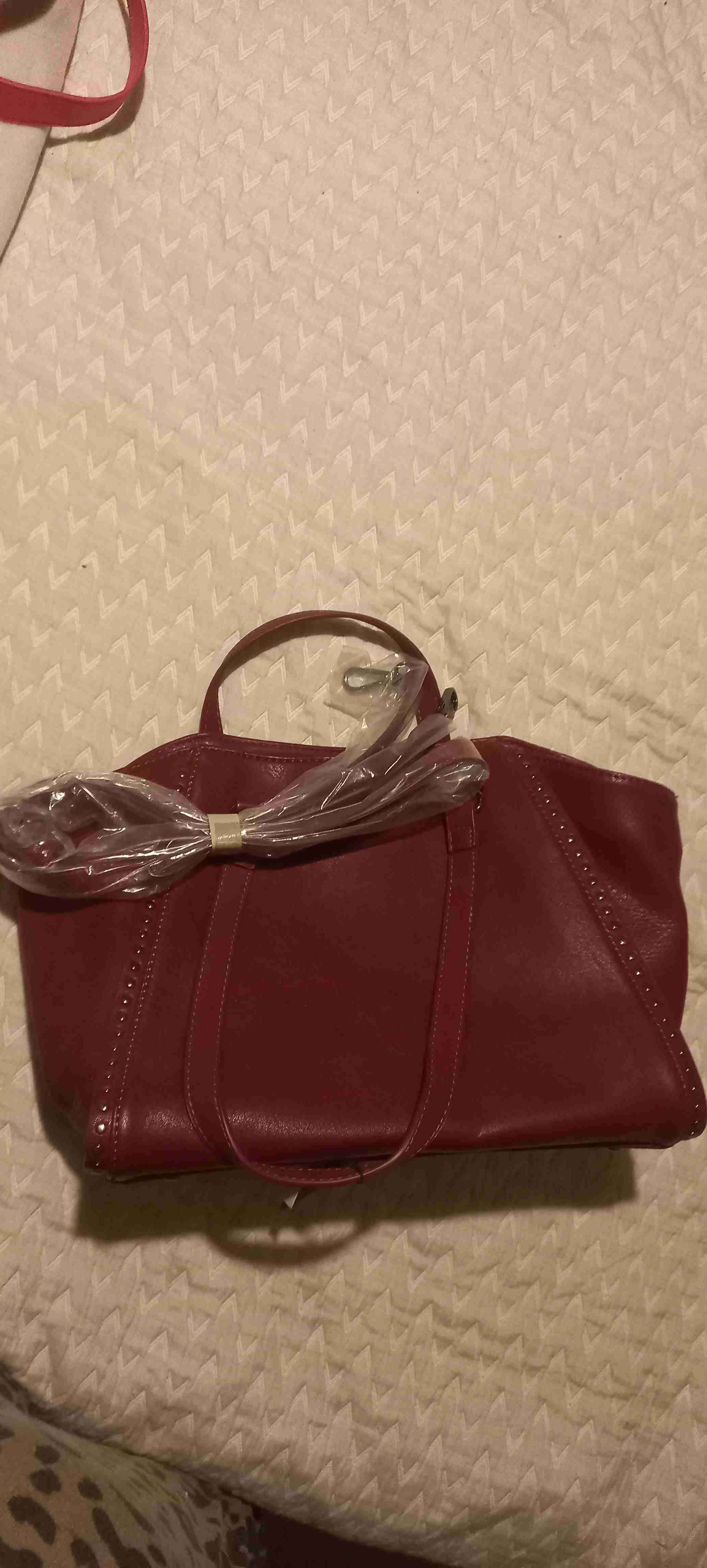 Bolso tote rojo con tachas - miniatura 4