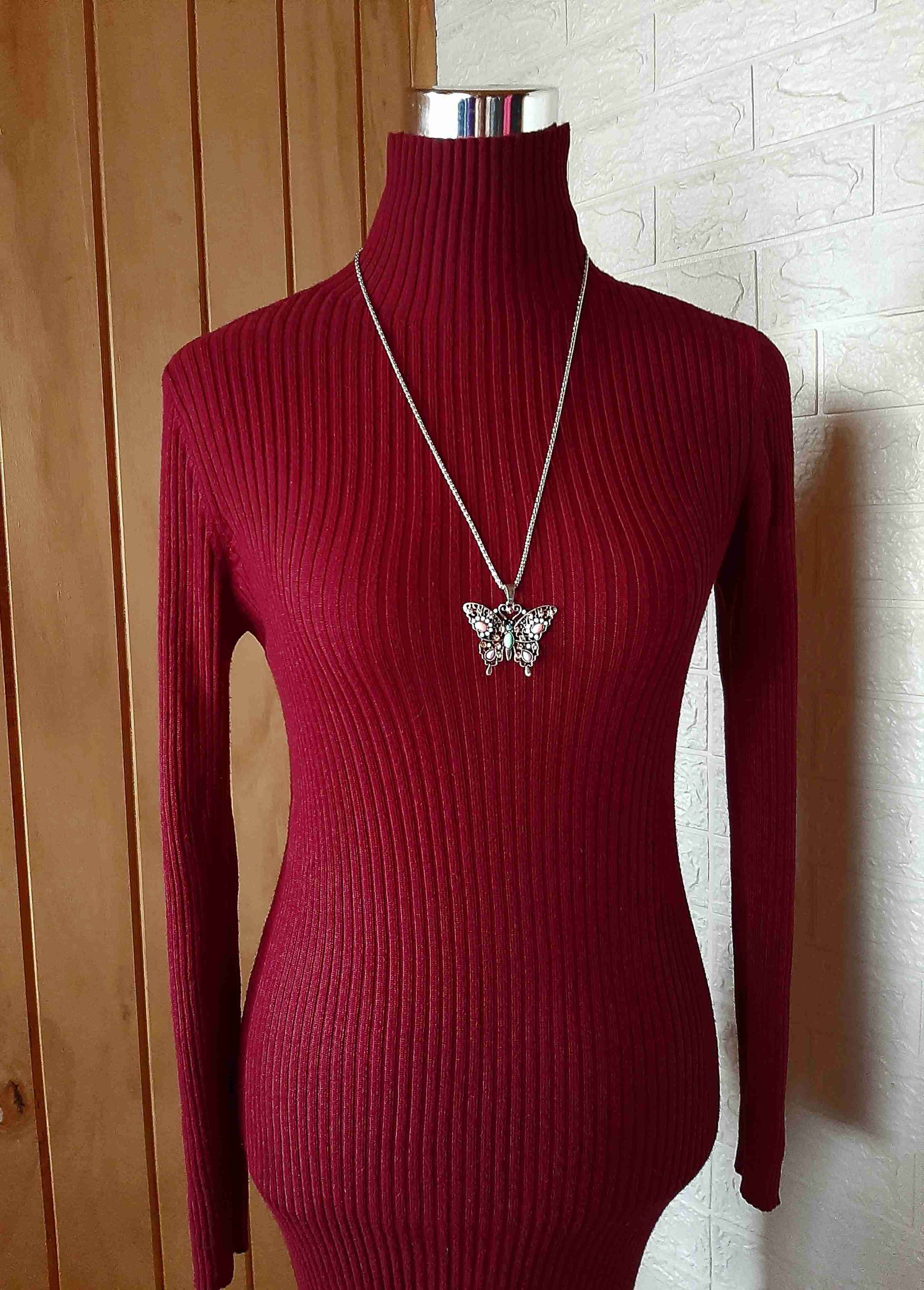 VESTIDO DE INVIERNO BURDEOS FOREVER 21 TALLA S - miniatura 3