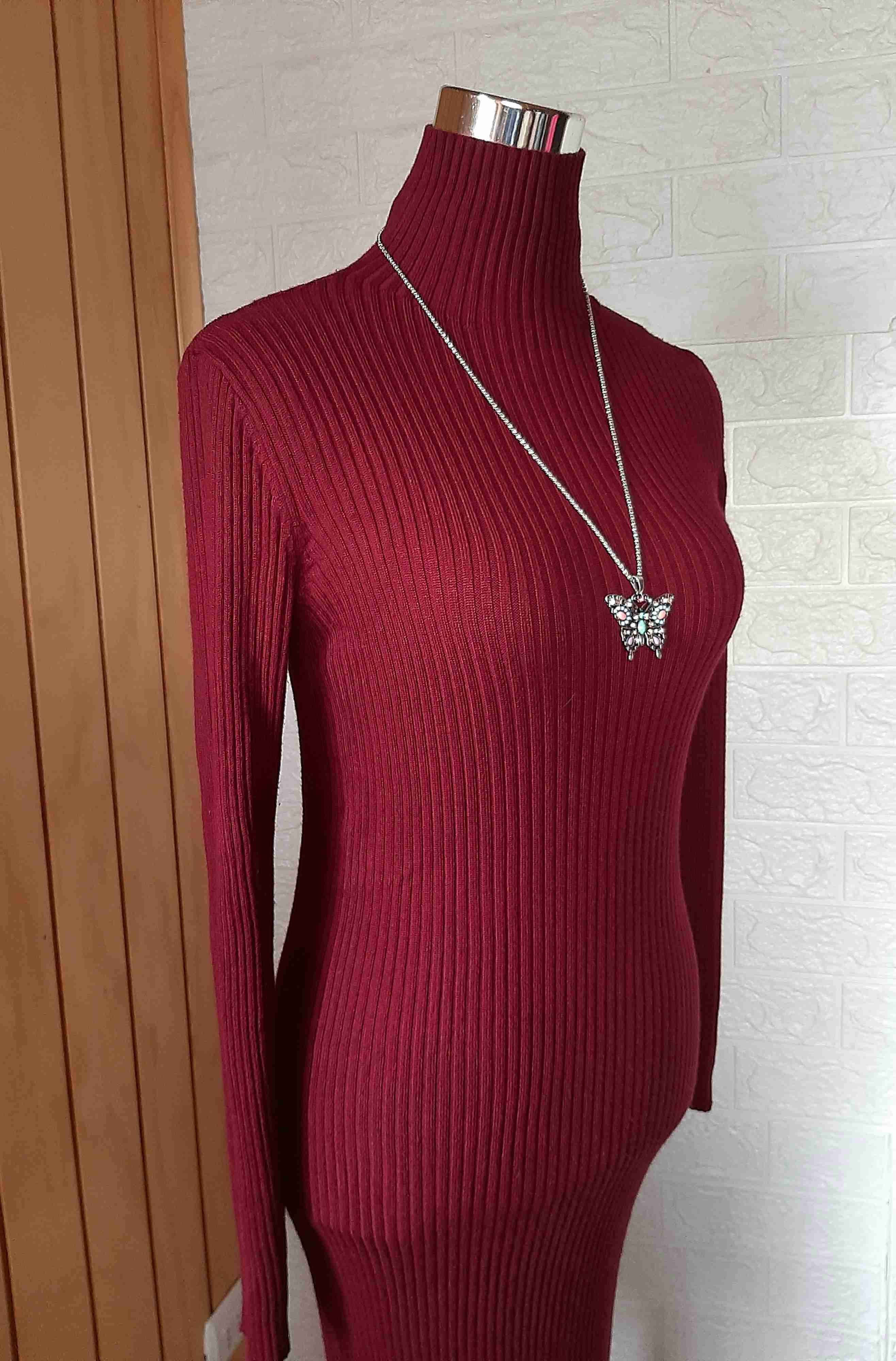 VESTIDO DE INVIERNO BURDEOS FOREVER 21 TALLA S - miniatura 4