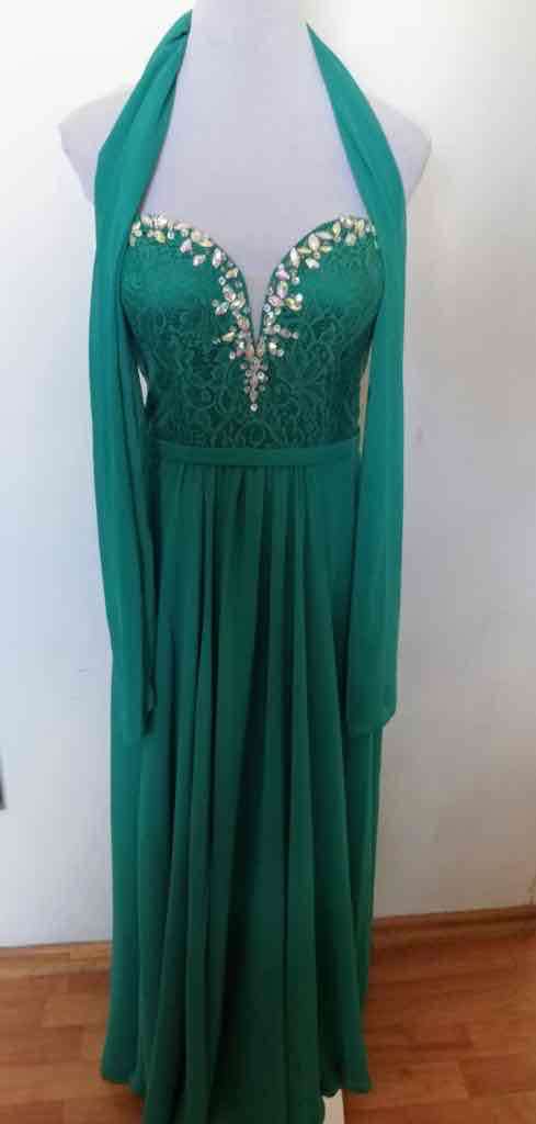 Vestido largo verde elegante - miniatura 2