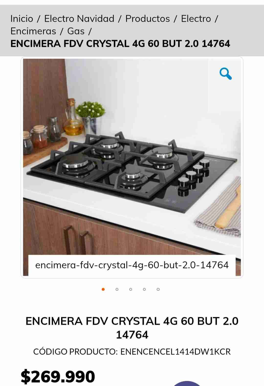Encimera a gas FDV cristal de cuatro quemadores - miniatura 2