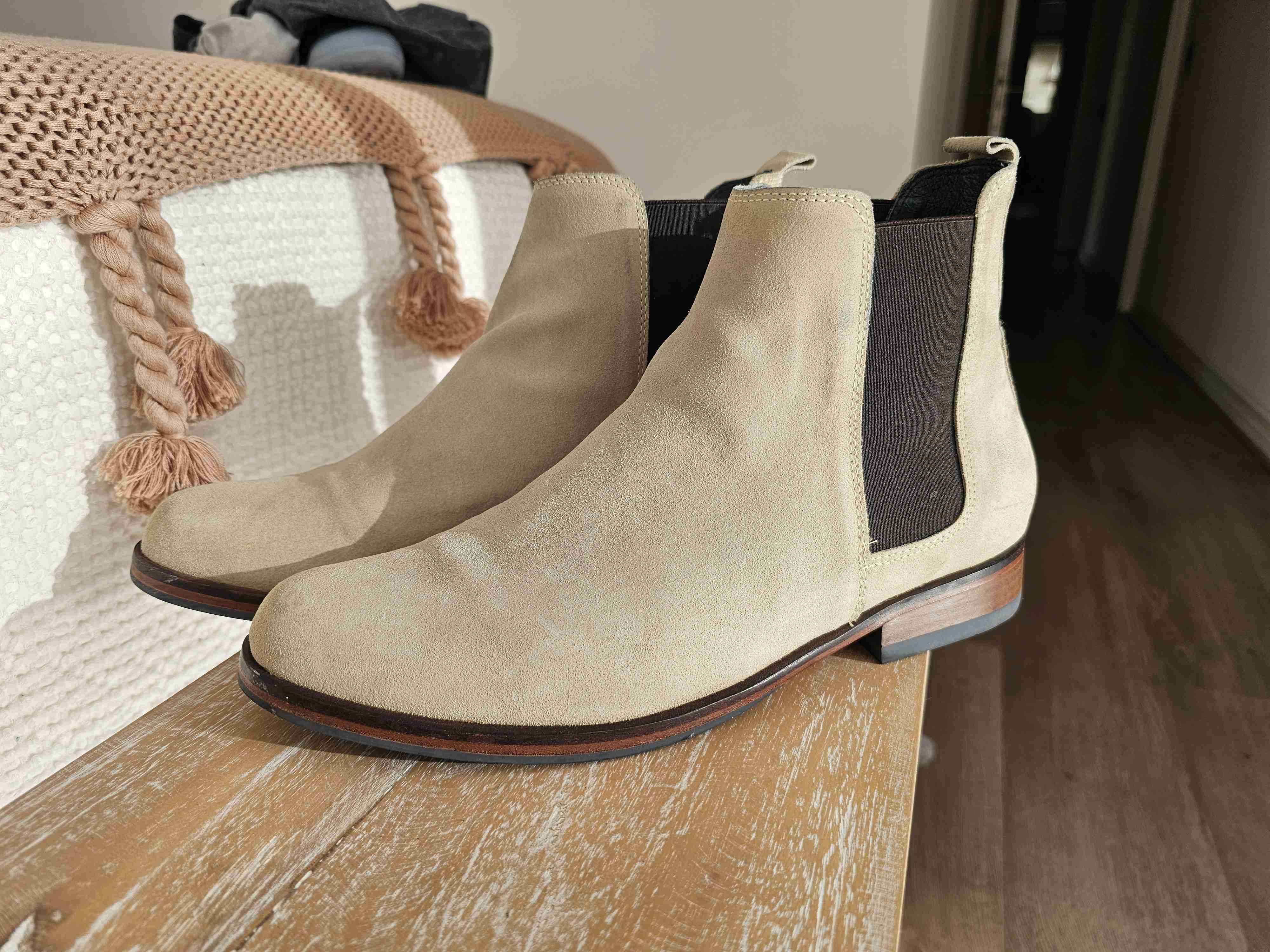 Botines de gamuza beige (casi blancos) - miniatura 2