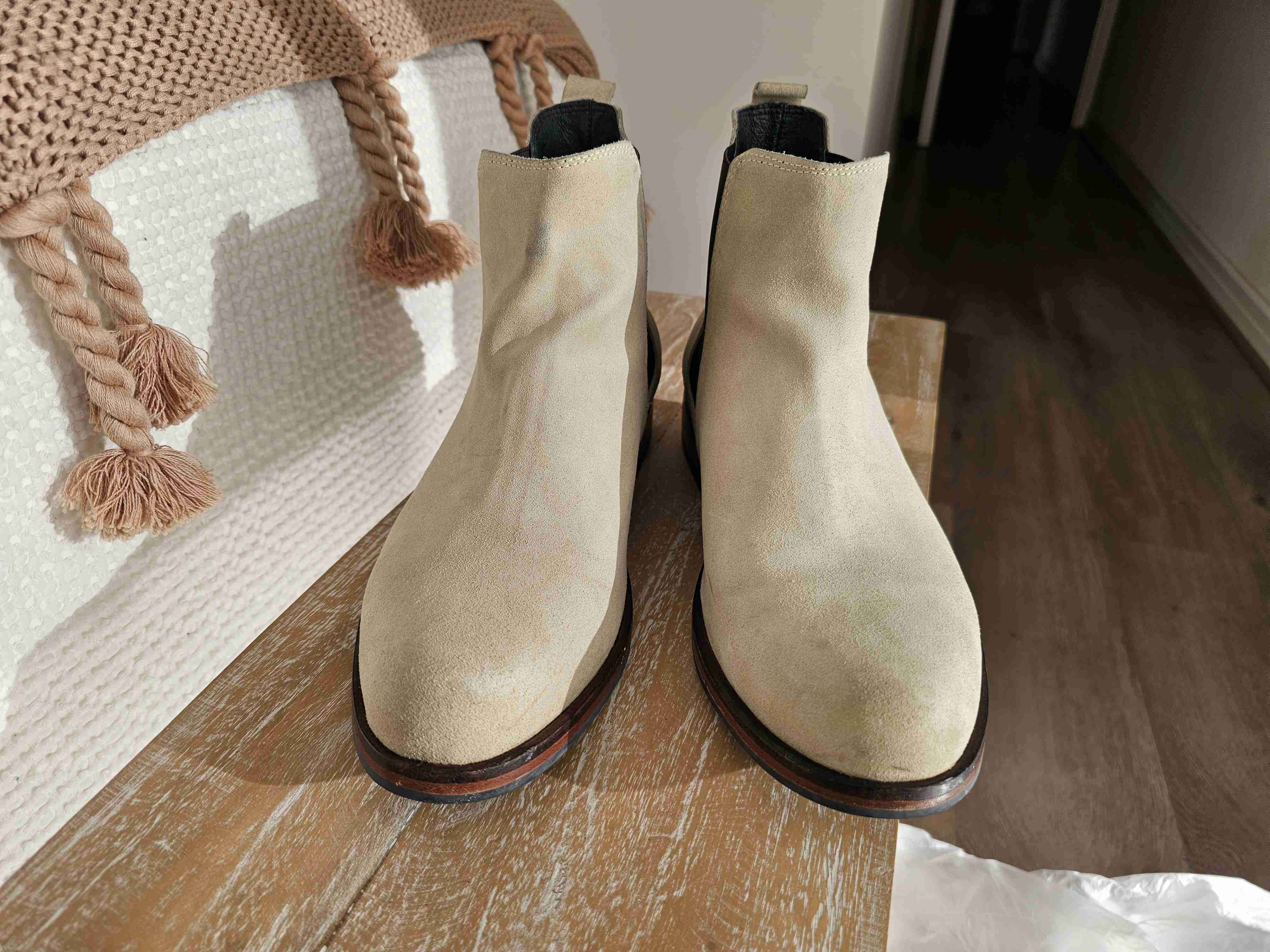 Botines de gamuza beige (casi blancos) - miniatura 5