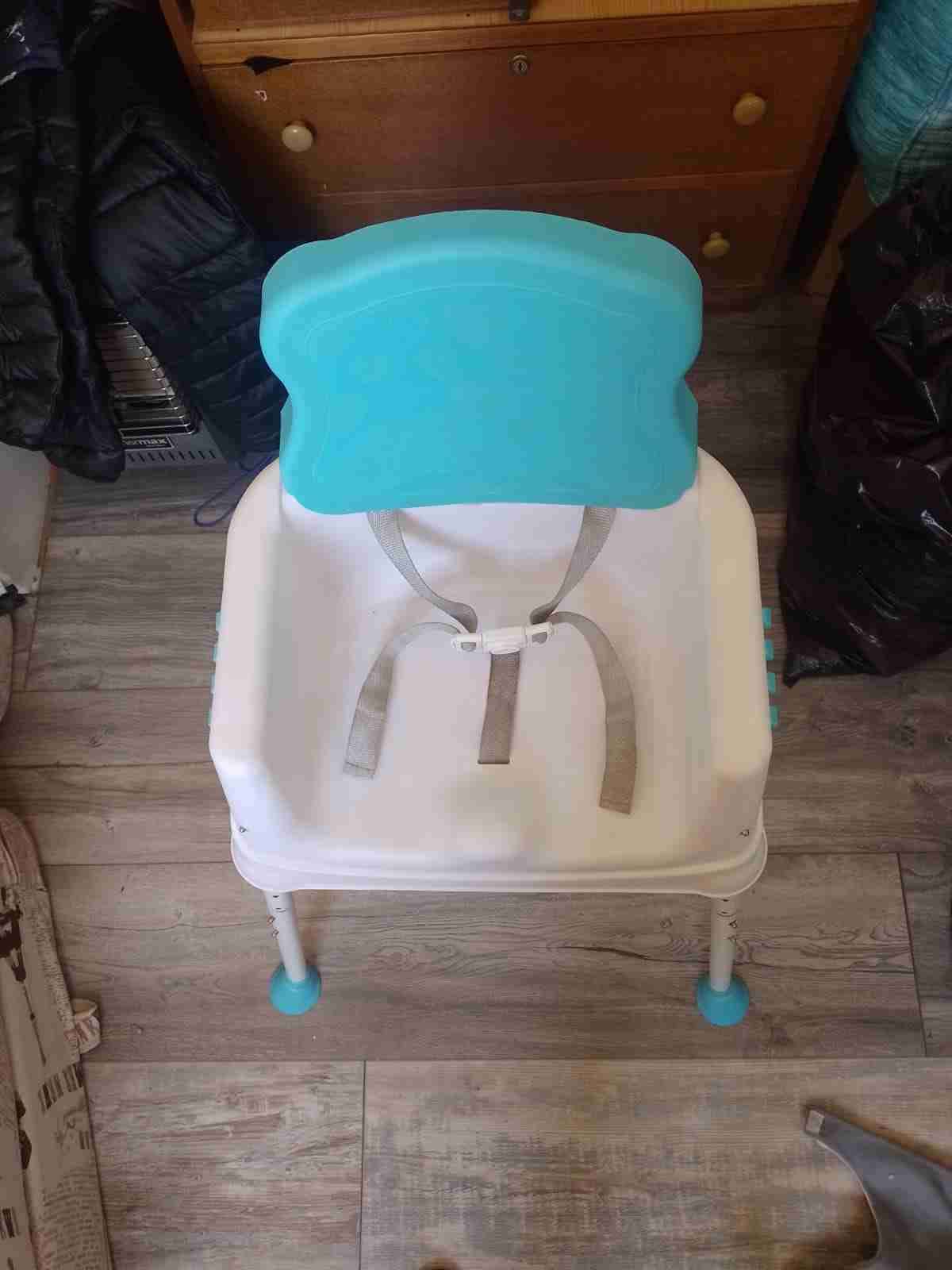 Silla alta para bebé blanca y celeste - miniatura 3