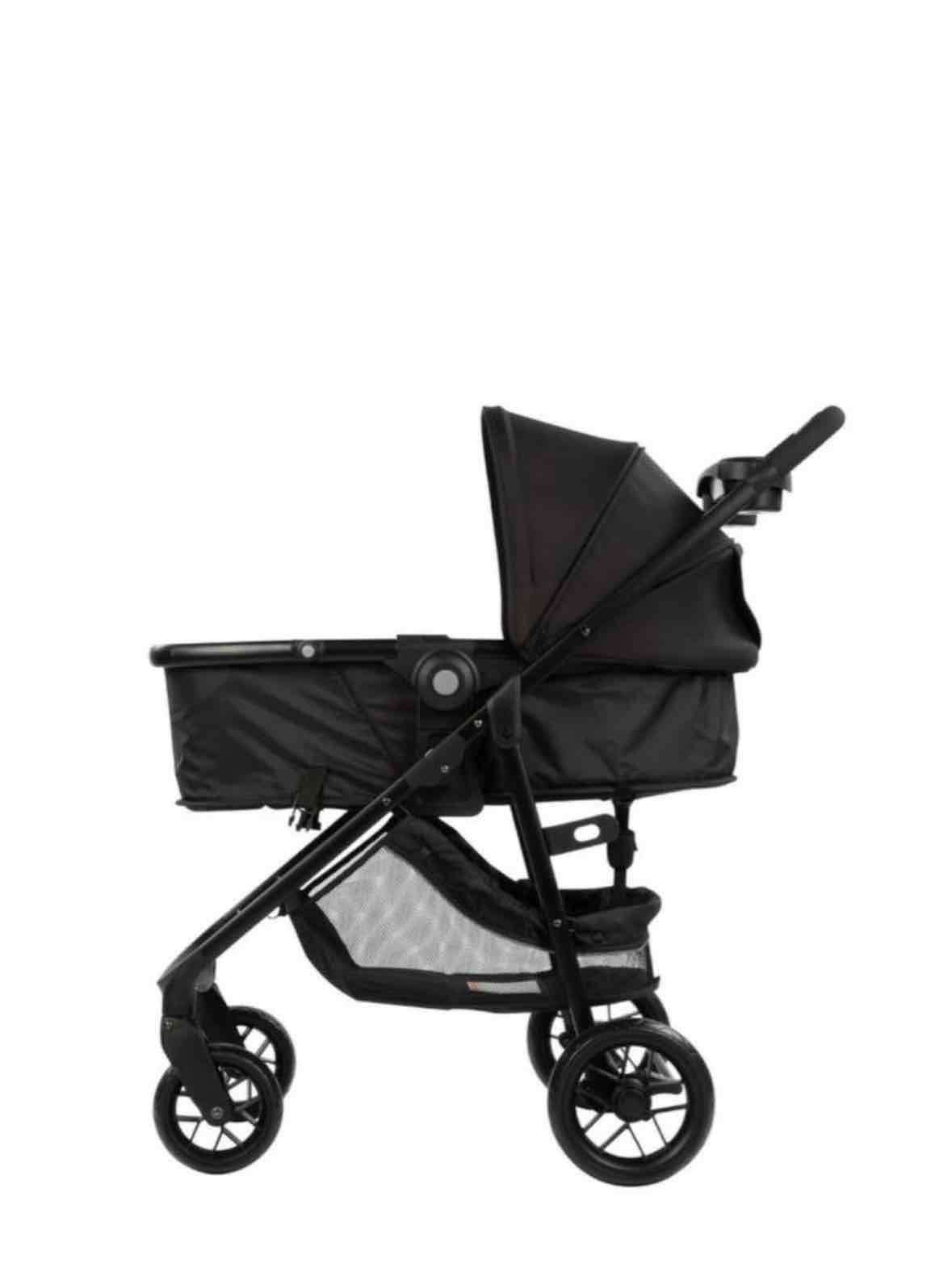 Coche de bebé negro con silla - miniatura 2