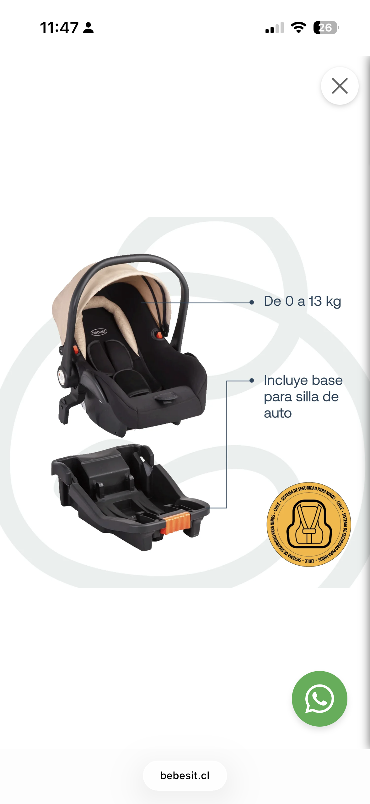 Silla auto para bebé Bebesit negro - miniatura 2