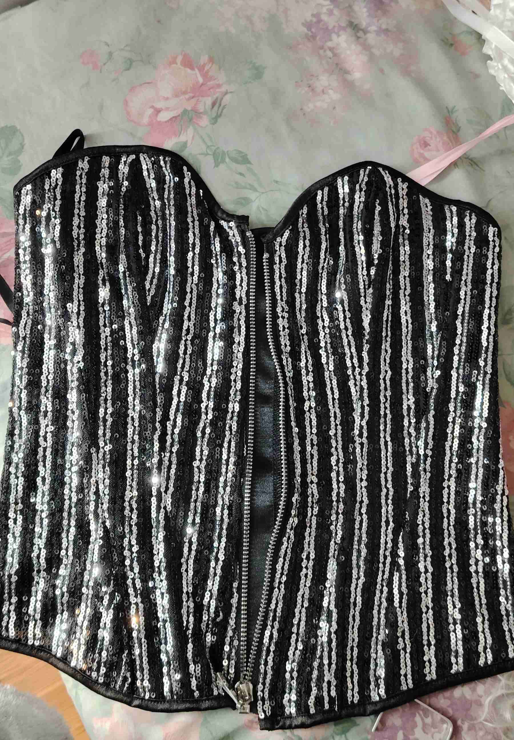 Corset negro con lentejuelas - miniatura 1