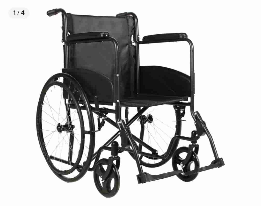 Silla de ruedas plegable negra - miniatura 1