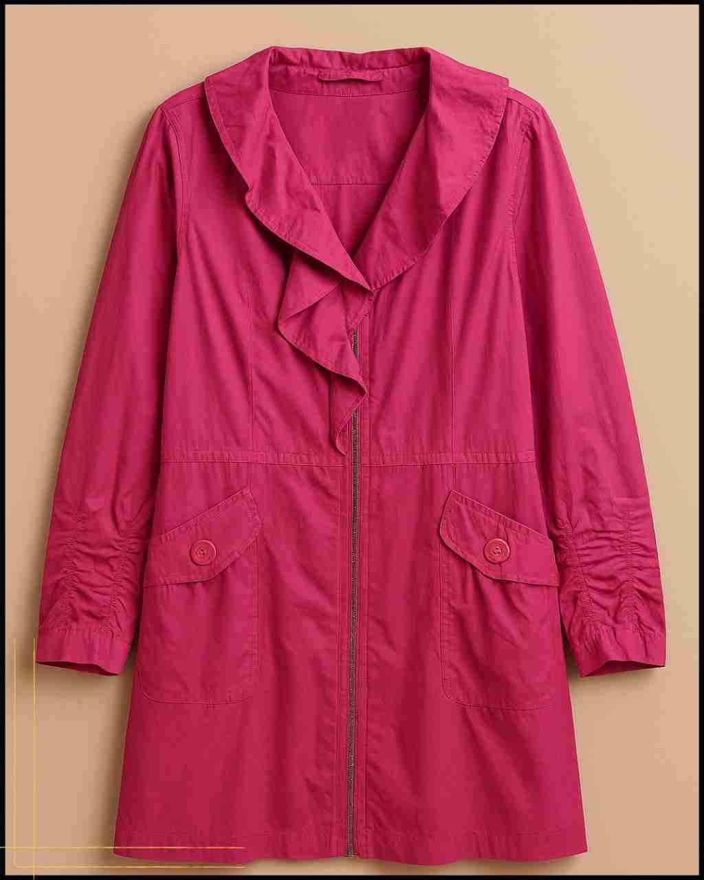 Abrigo fucsia con volantes - miniatura 1