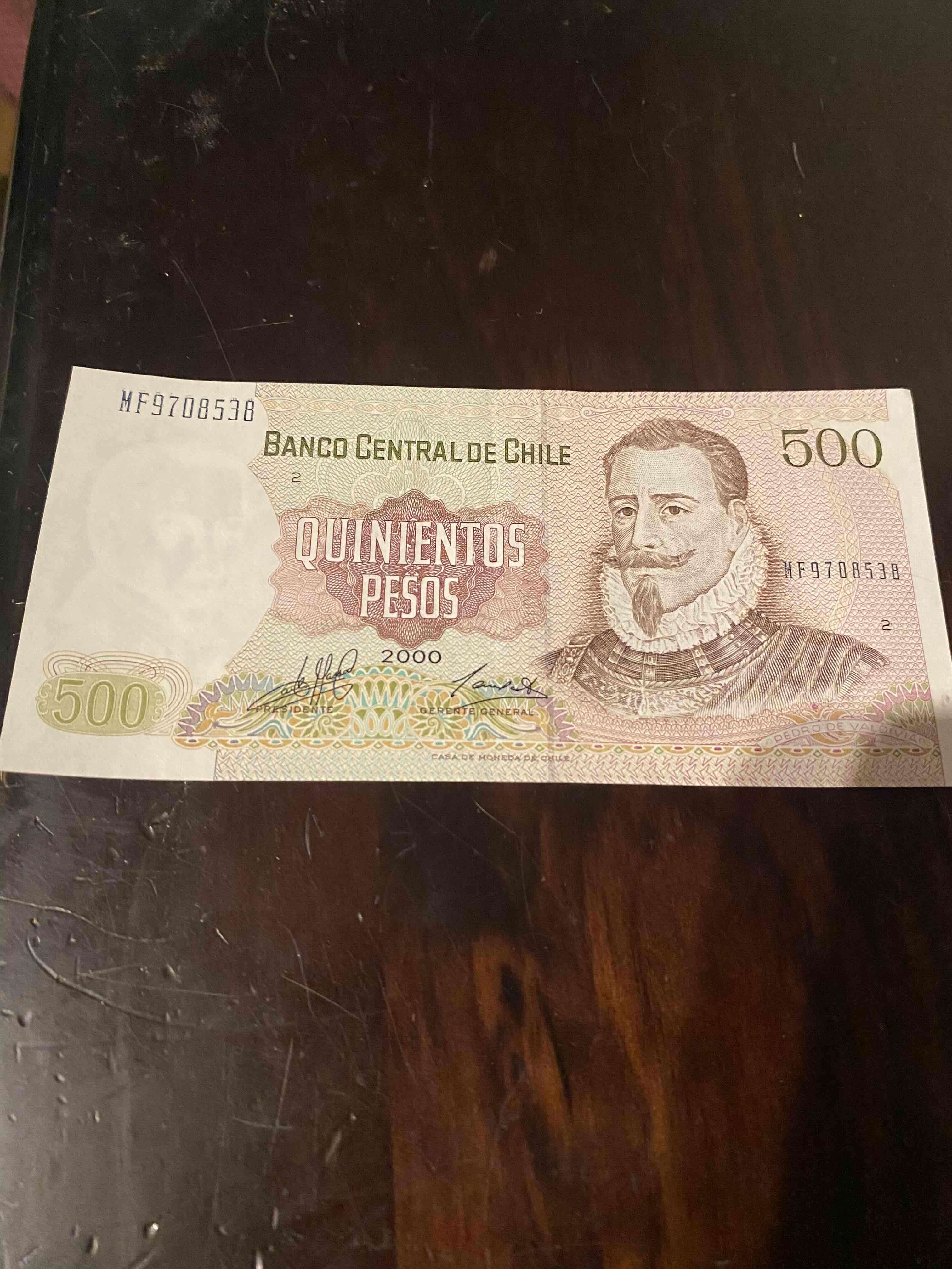 Billete antiguo 500 pesos chilenos - miniatura 1