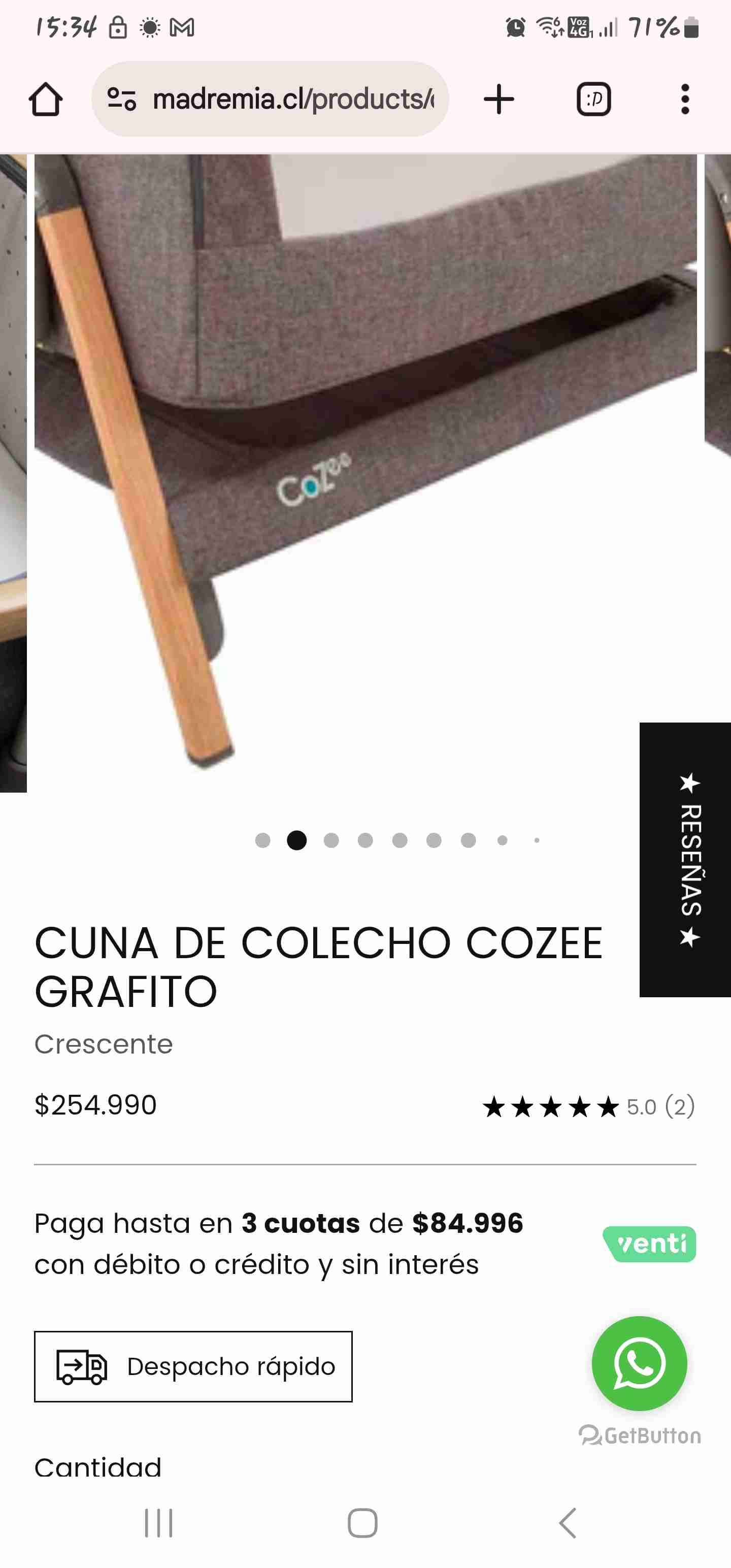 Cuna de colecho Cozee grafito - miniatura 1