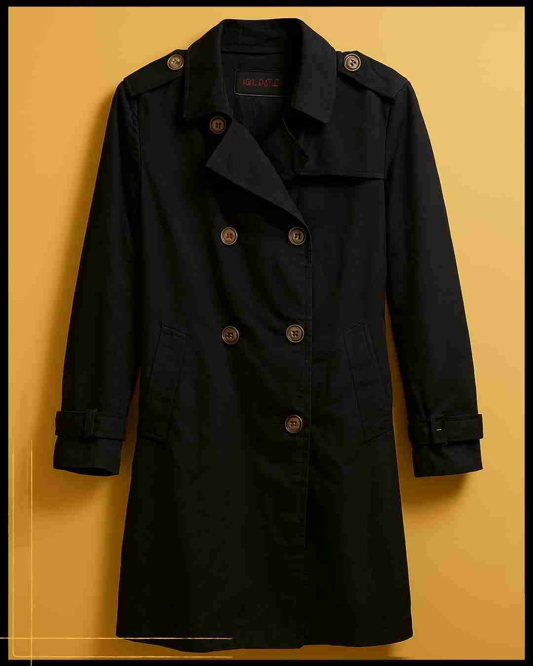 Abrigo negro con doble botón - miniatura 1