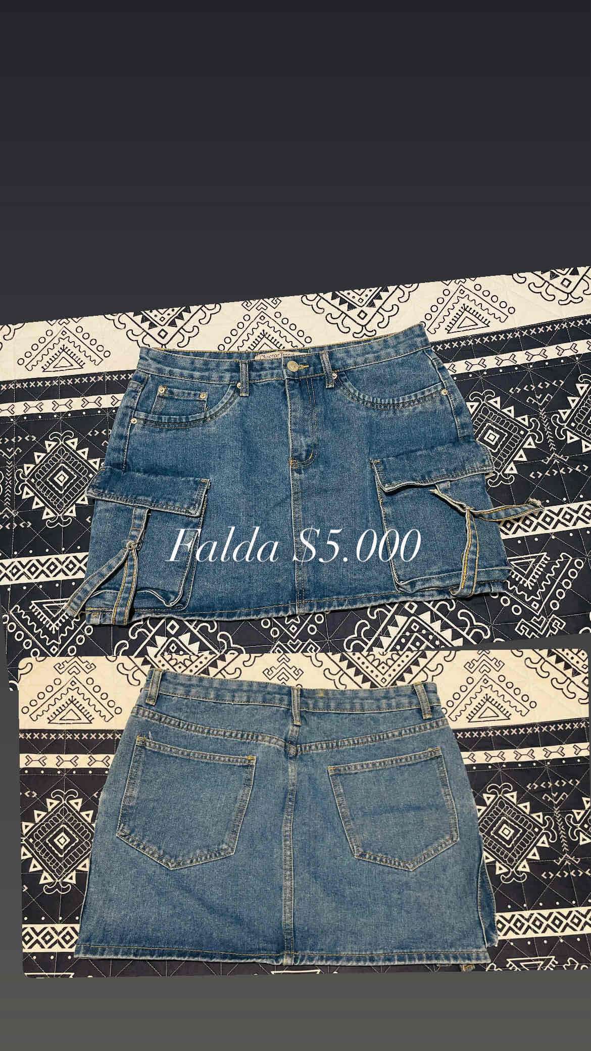 Falda de mezclilla azul oscuro - miniatura 2