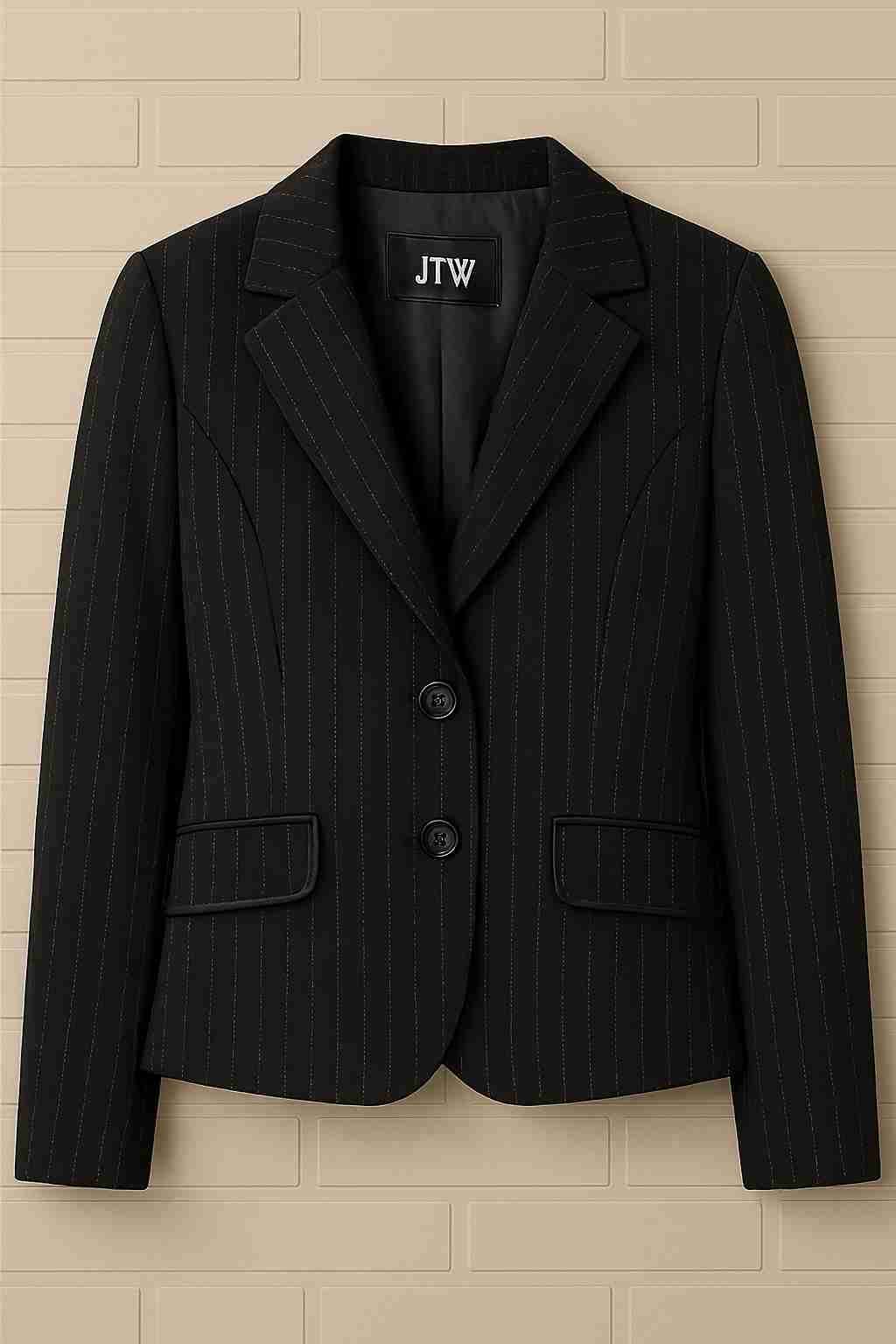 Blazer negro de rayas finas