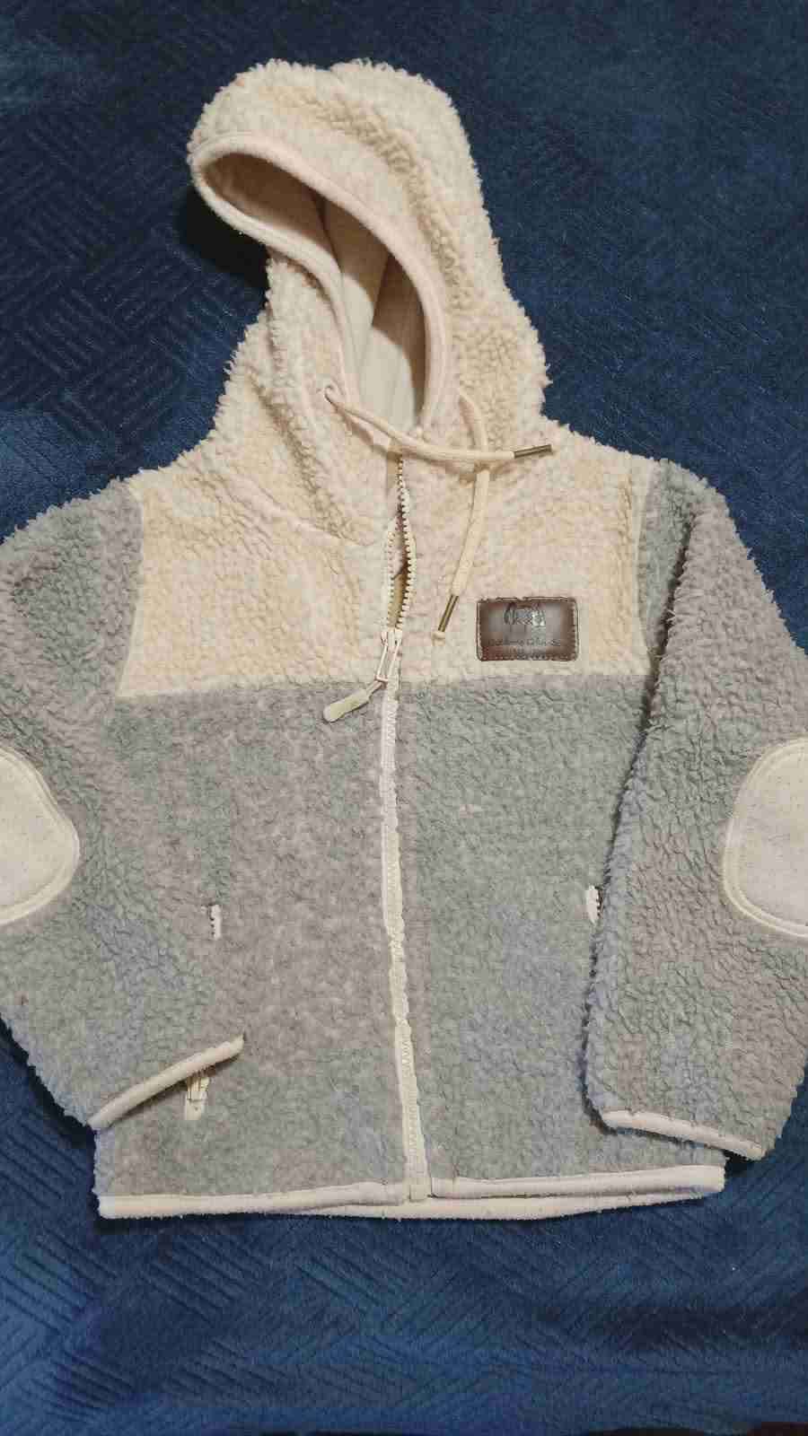 Chaqueta de lana borreguillo beige y gris - miniatura 1