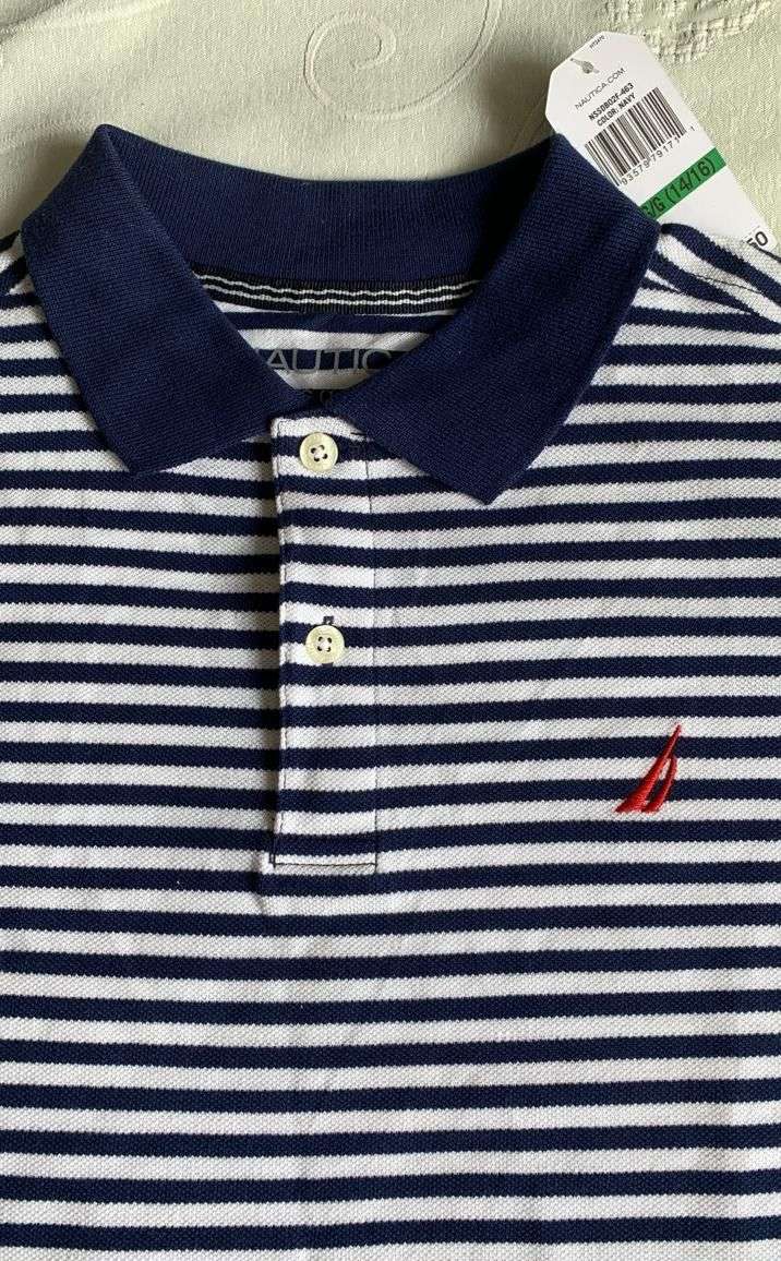 Polera polo rayada azul y blanca NAUTICA - miniatura 1