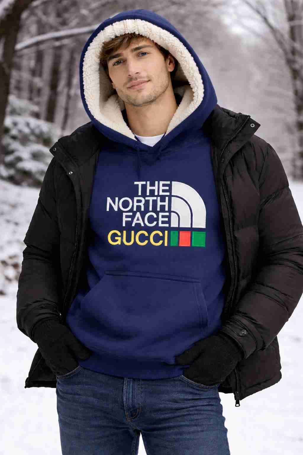 Polerón azul The North Face Gucci