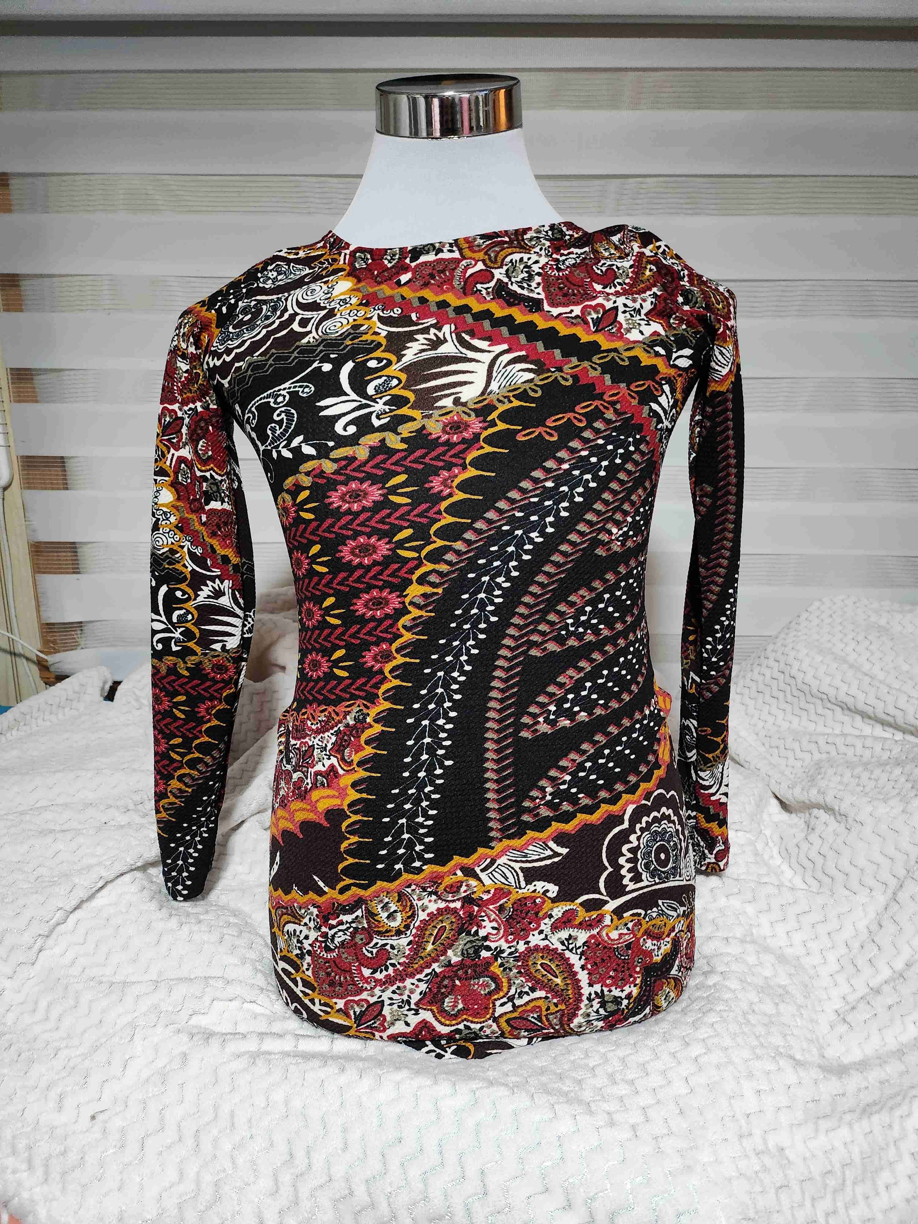 Mini vestido estampado manga larga multicolor - miniatura 1