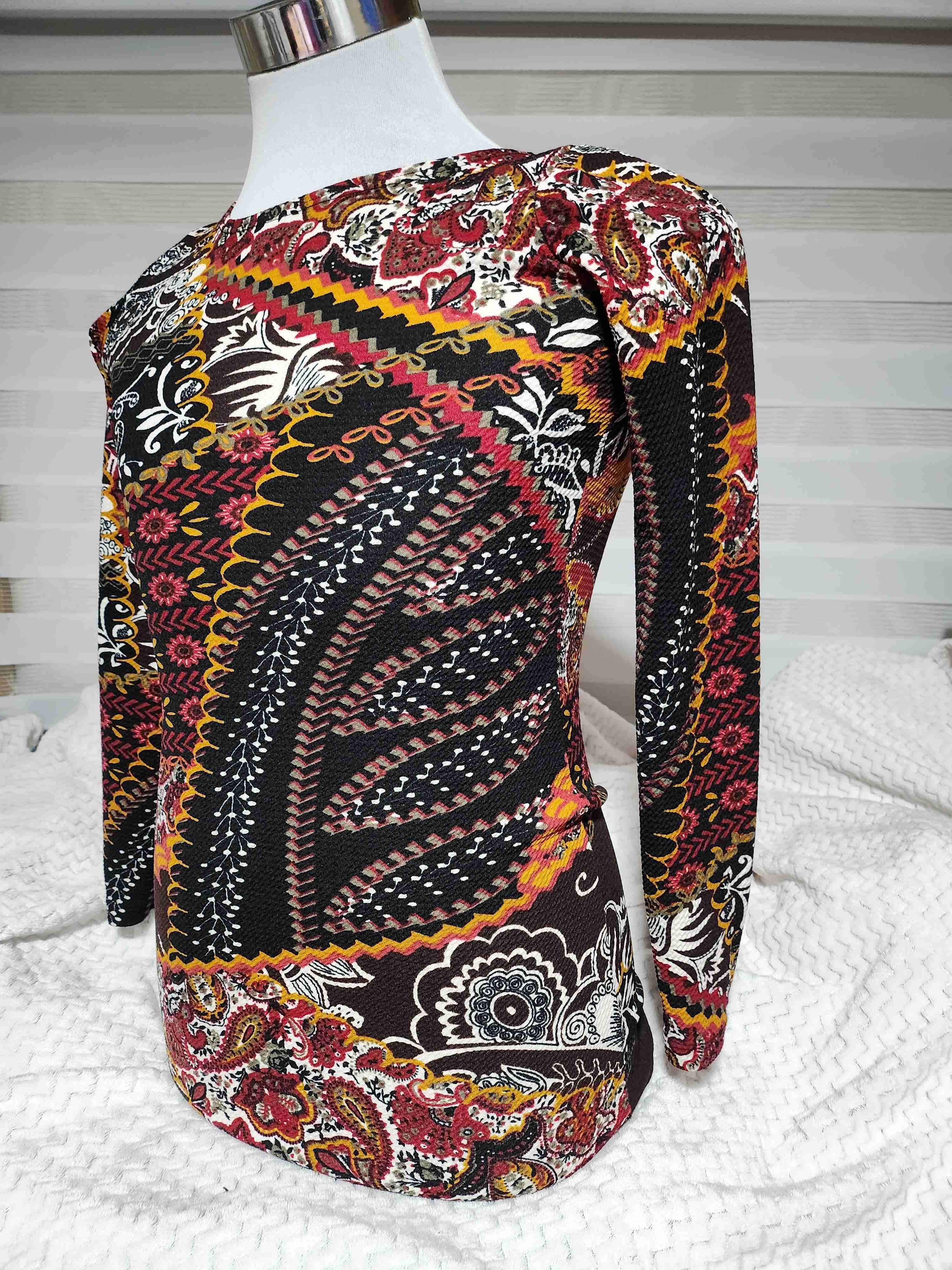 Mini vestido estampado manga larga multicolor - miniatura 3