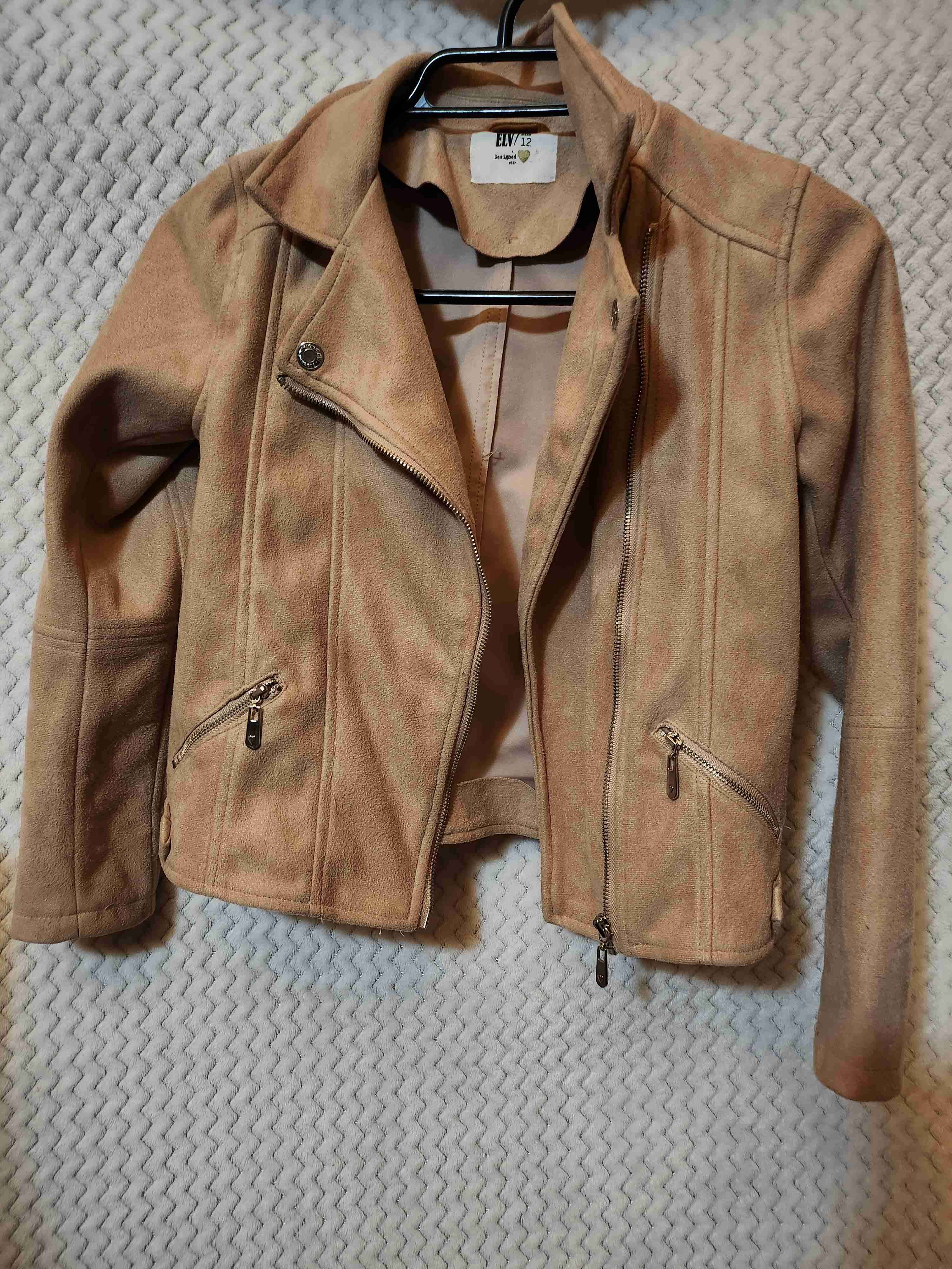 Chaqueta beige de gamuza sintética niña talla 12